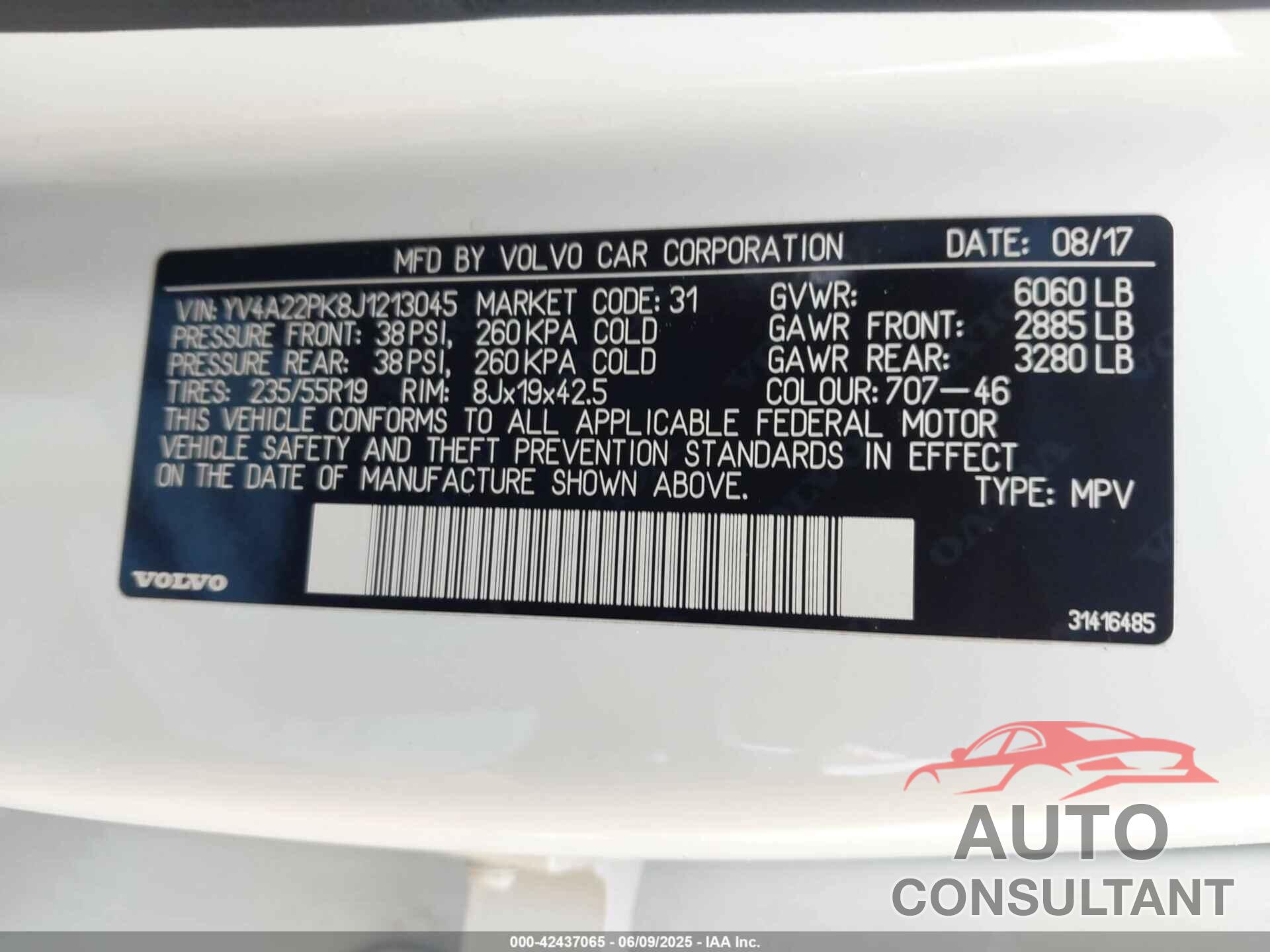 VOLVO XC90 2018 - YV4A22PK8J1213045