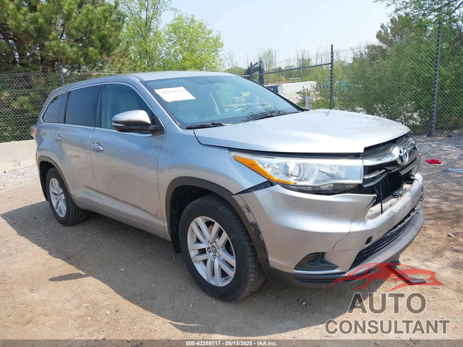 TOYOTA HIGHLANDER 2016 - 5TDBKRFHXGS329865