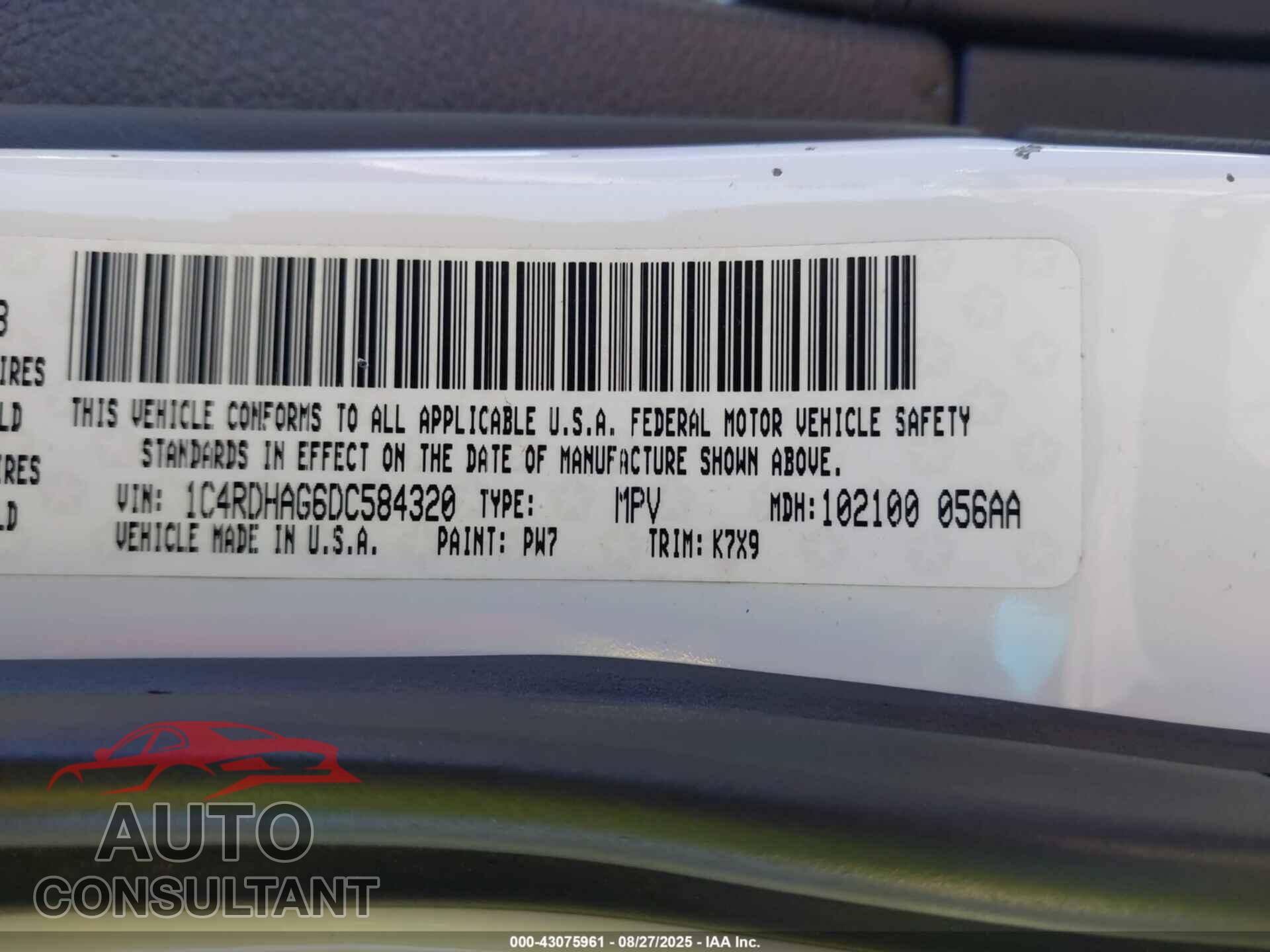DODGE DURANGO 2013 - 1C4RDHAG6DC584320