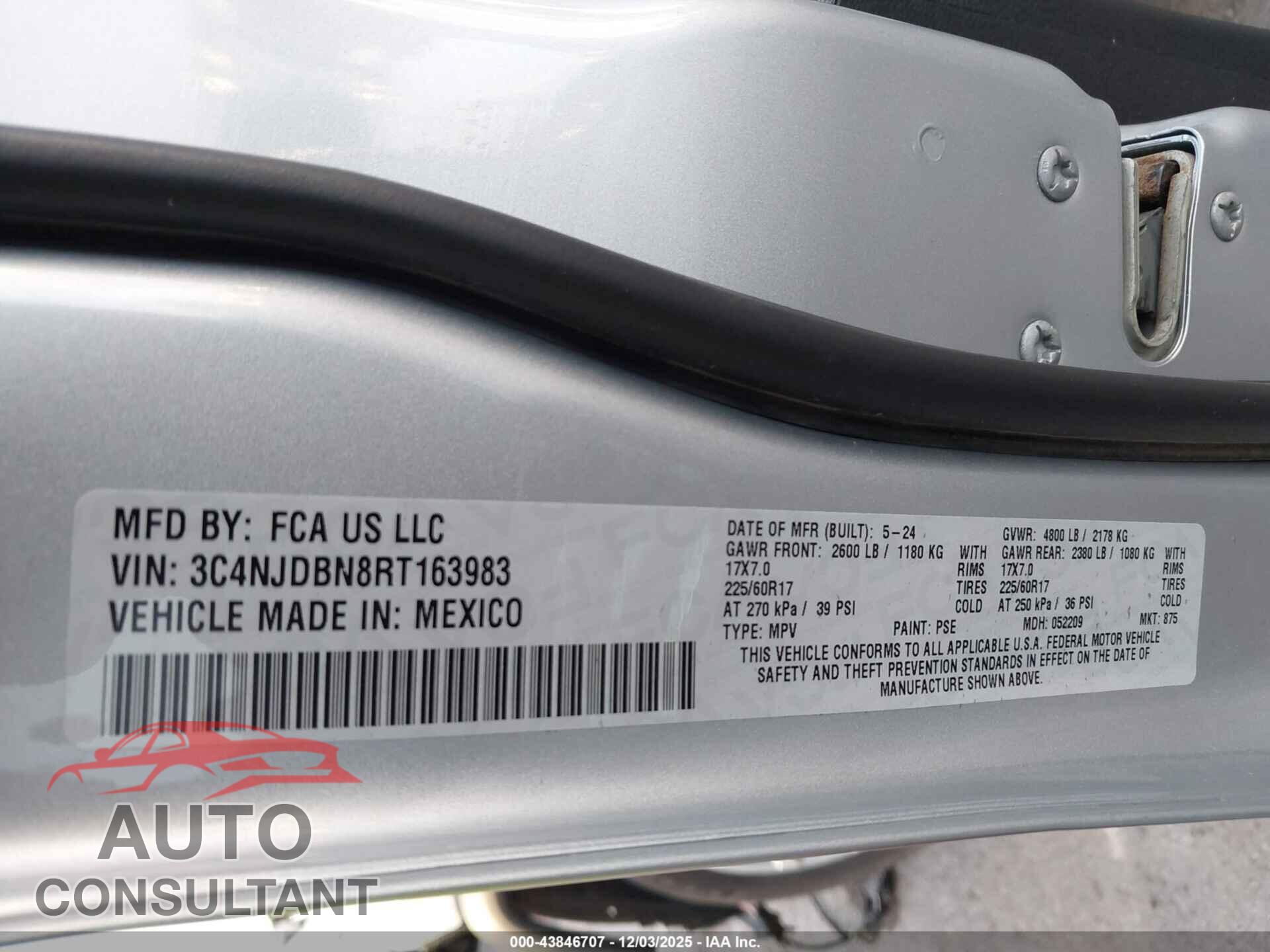 JEEP COMPASS 2024 - 3C4NJDBN8RT163983