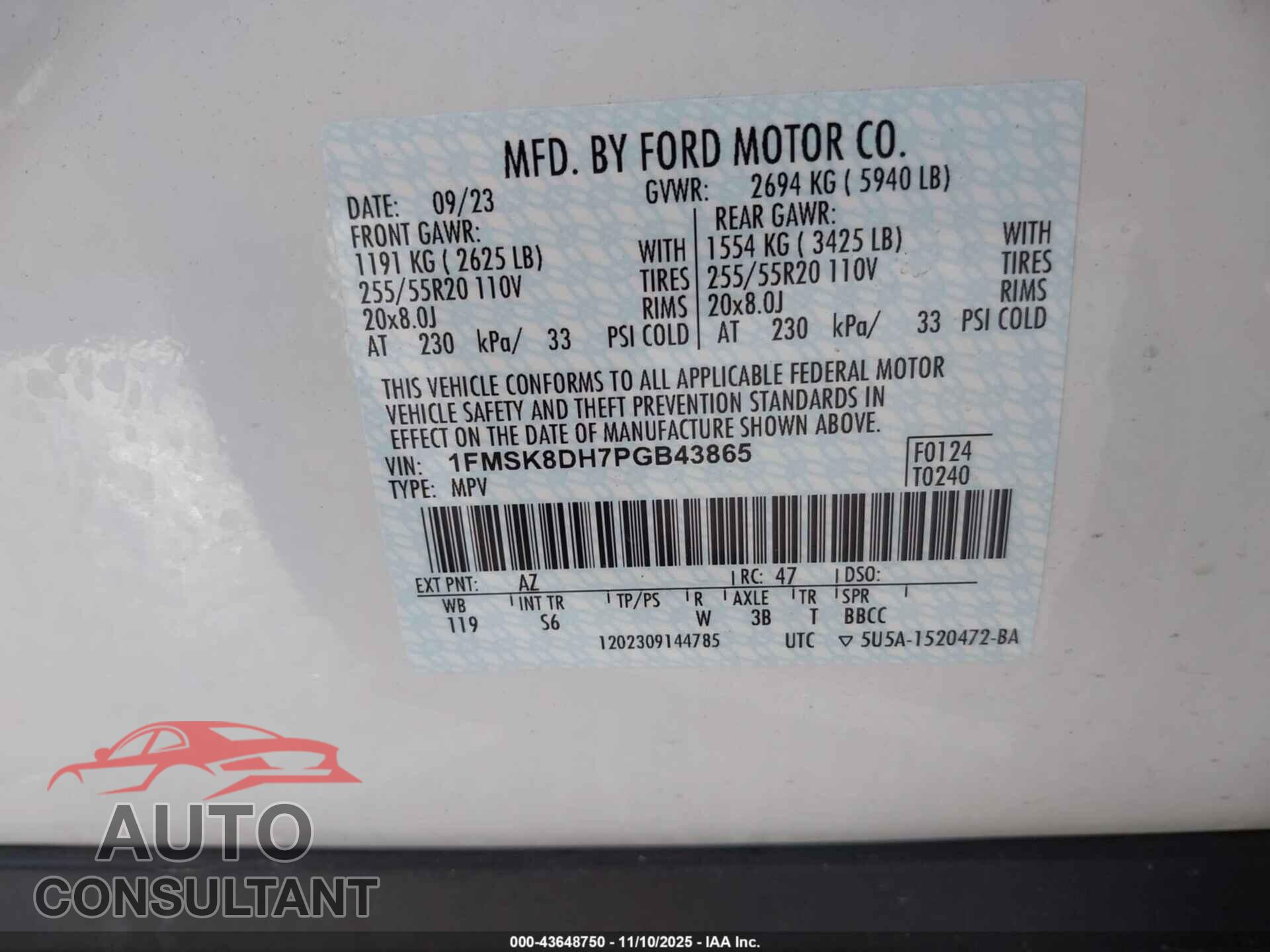 FORD EXPLORER 2023 - 1FMSK8DH7PGB43865