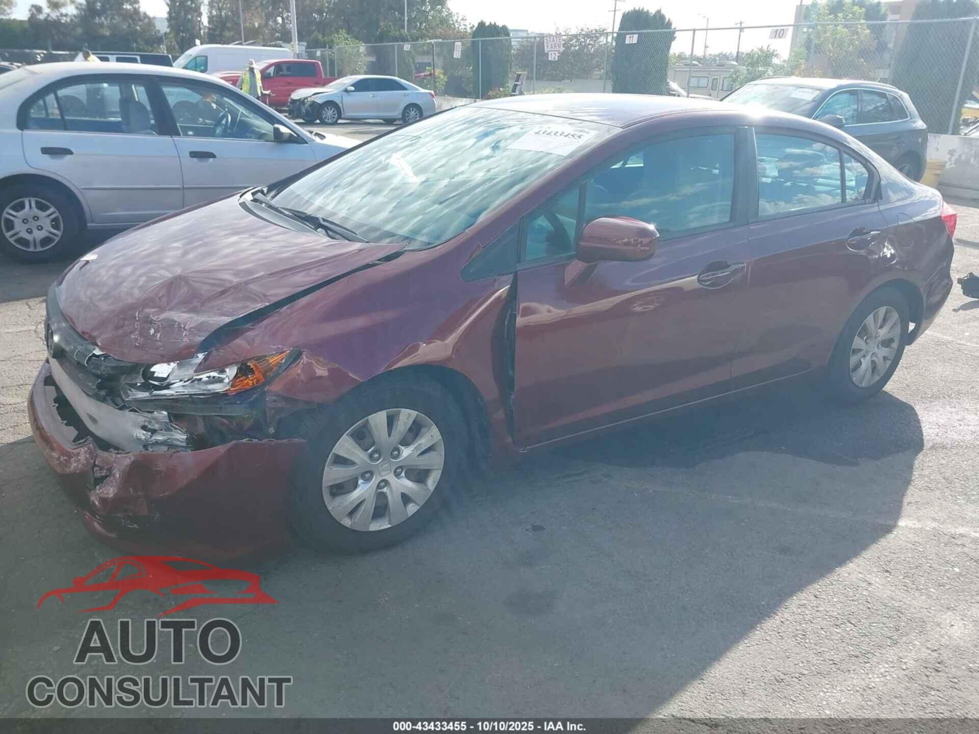 HONDA CIVIC 2012 - 19XFB2F59CE368286