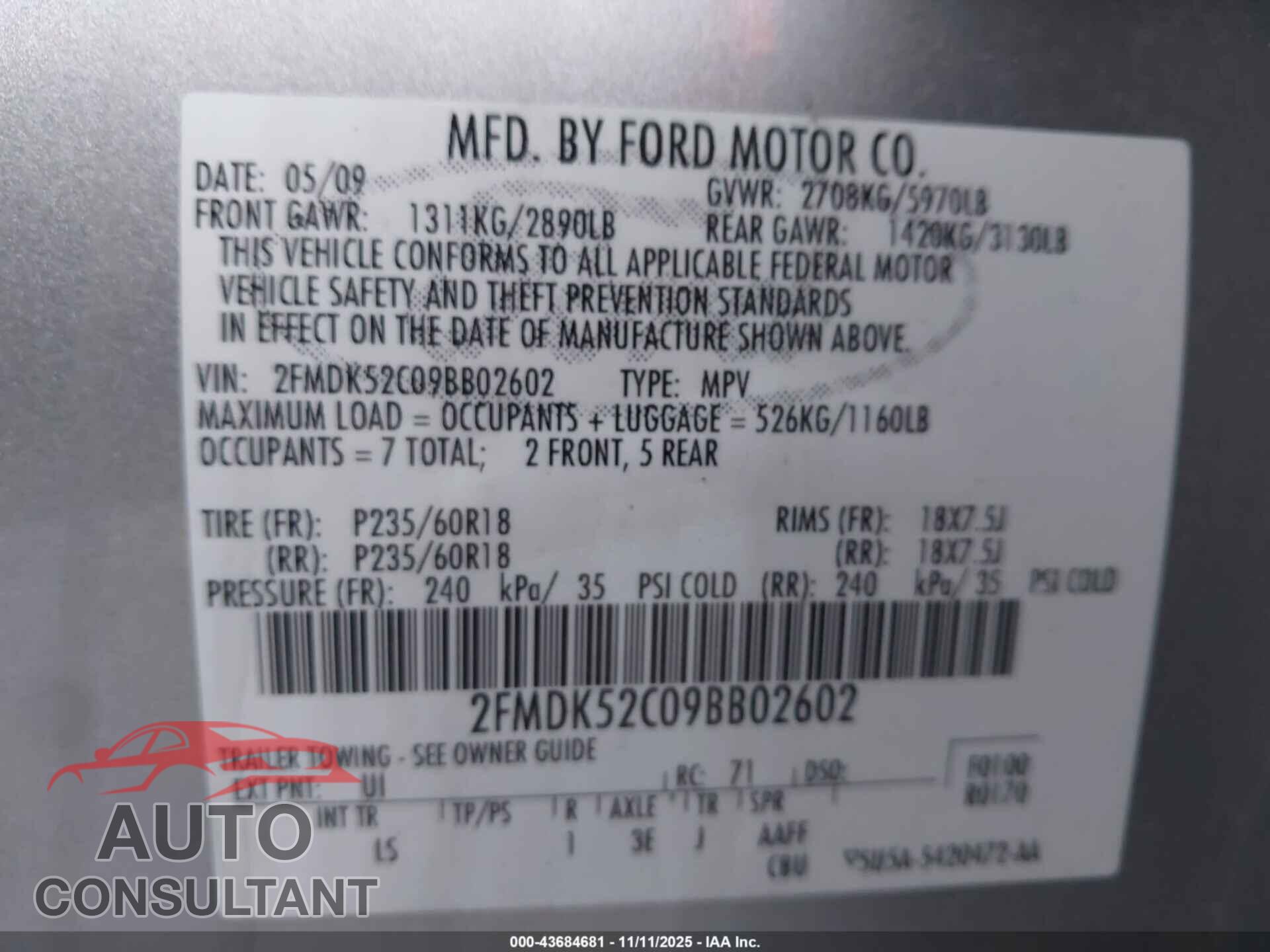 FORD FLEX 2009 - 2FMDK52C09BB02602