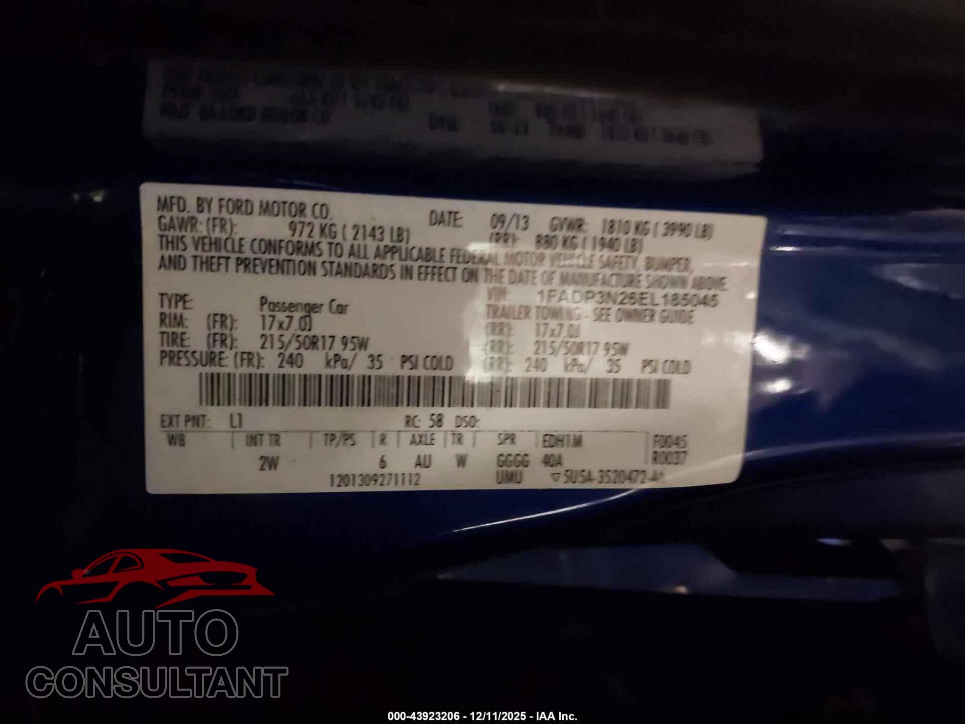 FORD FOCUS 2014 - 1FADP3N26EL185045