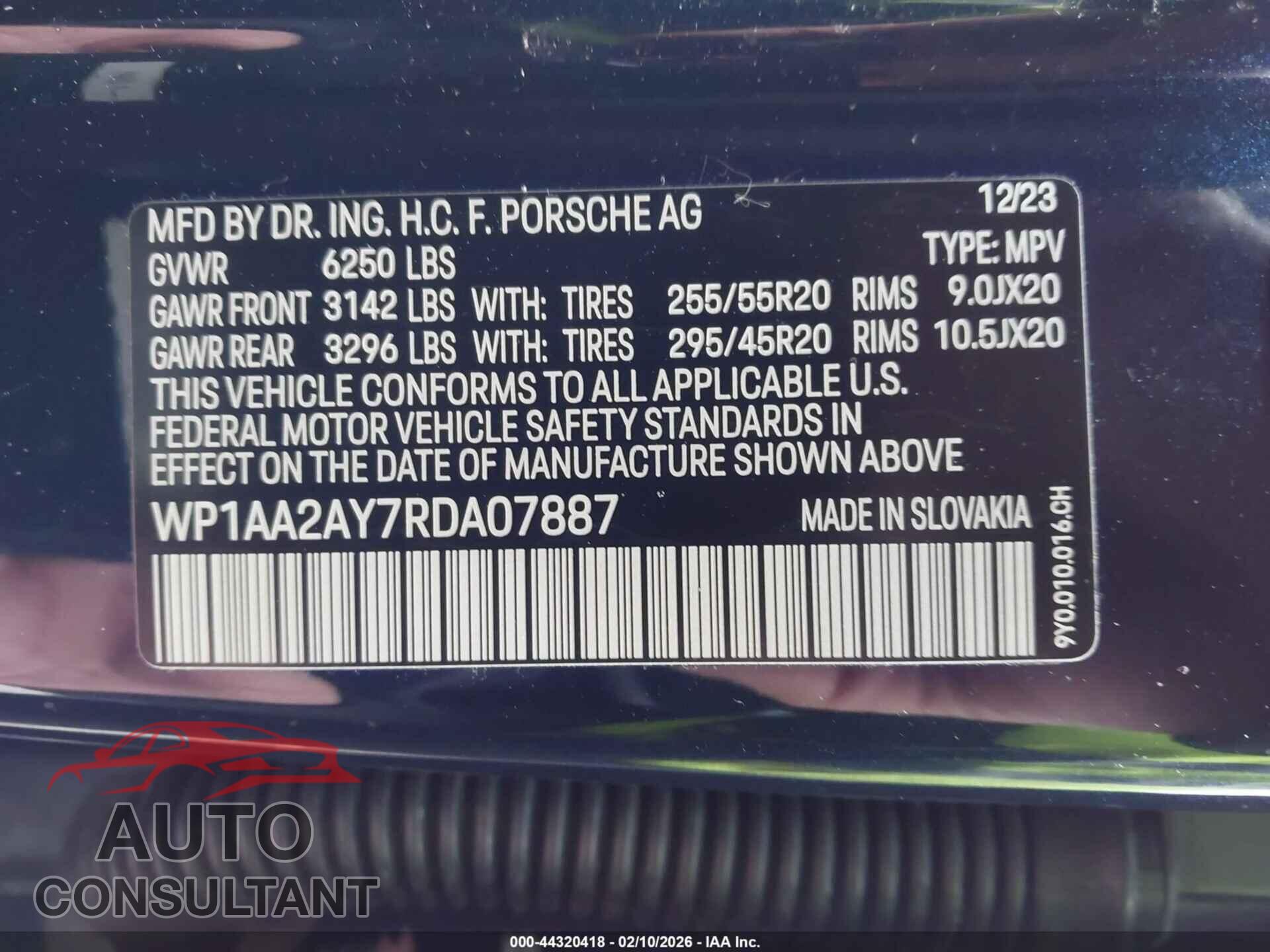 PORSCHE CAYENNE 2024 - WP1AA2AY7RDA07887