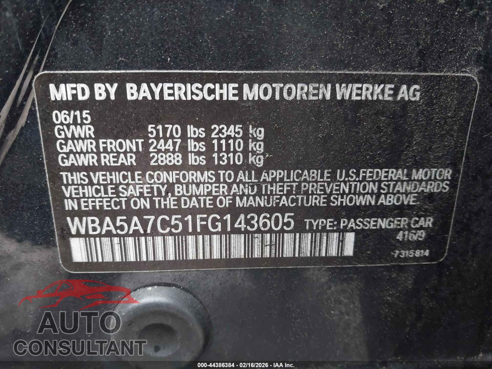 BMW 528I 2015 - WBA5A7C51FG143605
