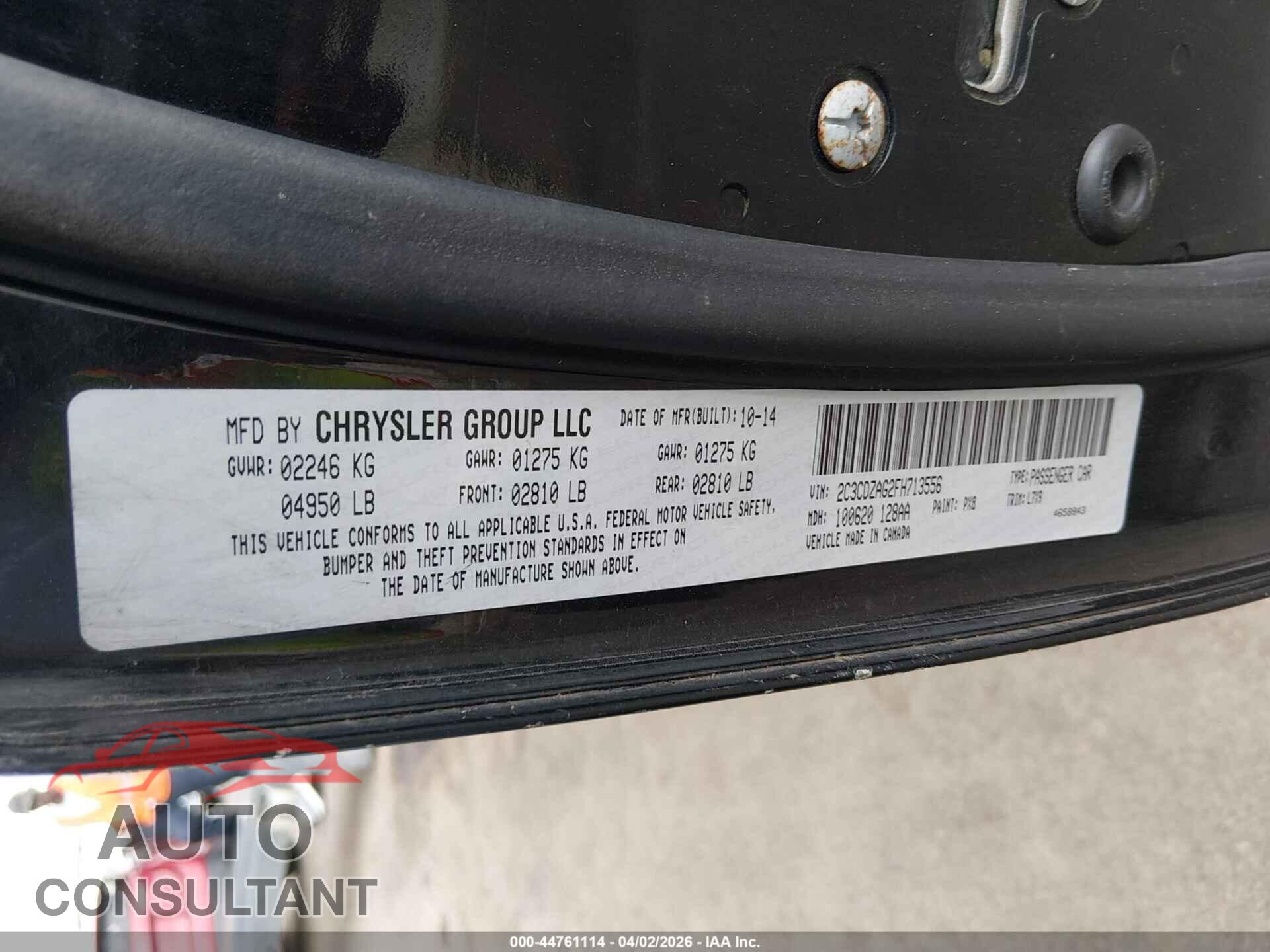 DODGE CHALLENGER 2015 - 2C3CDZAG2FH713556