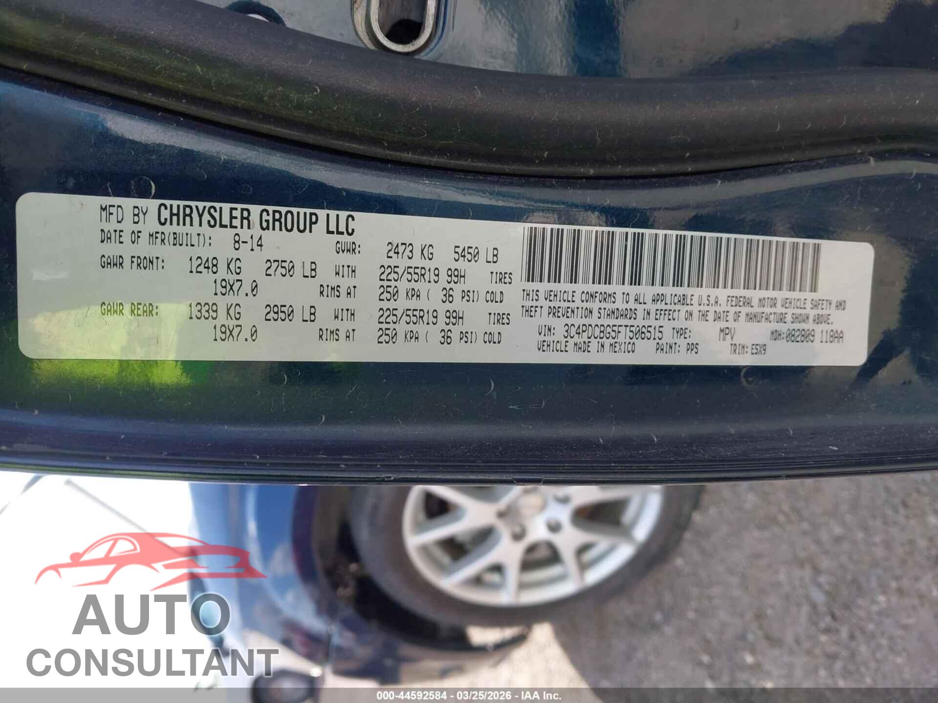 DODGE JOURNEY 2015 - 3C4PDCBG5FT506515