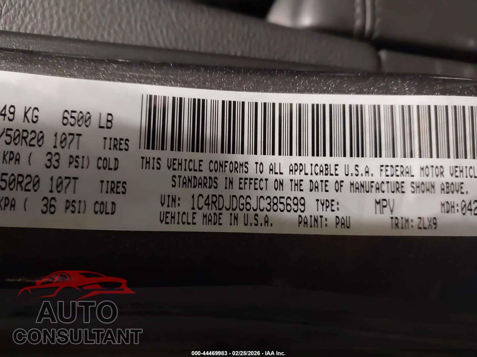 DODGE DURANGO 2018 - 1C4RDJDG6JC385699