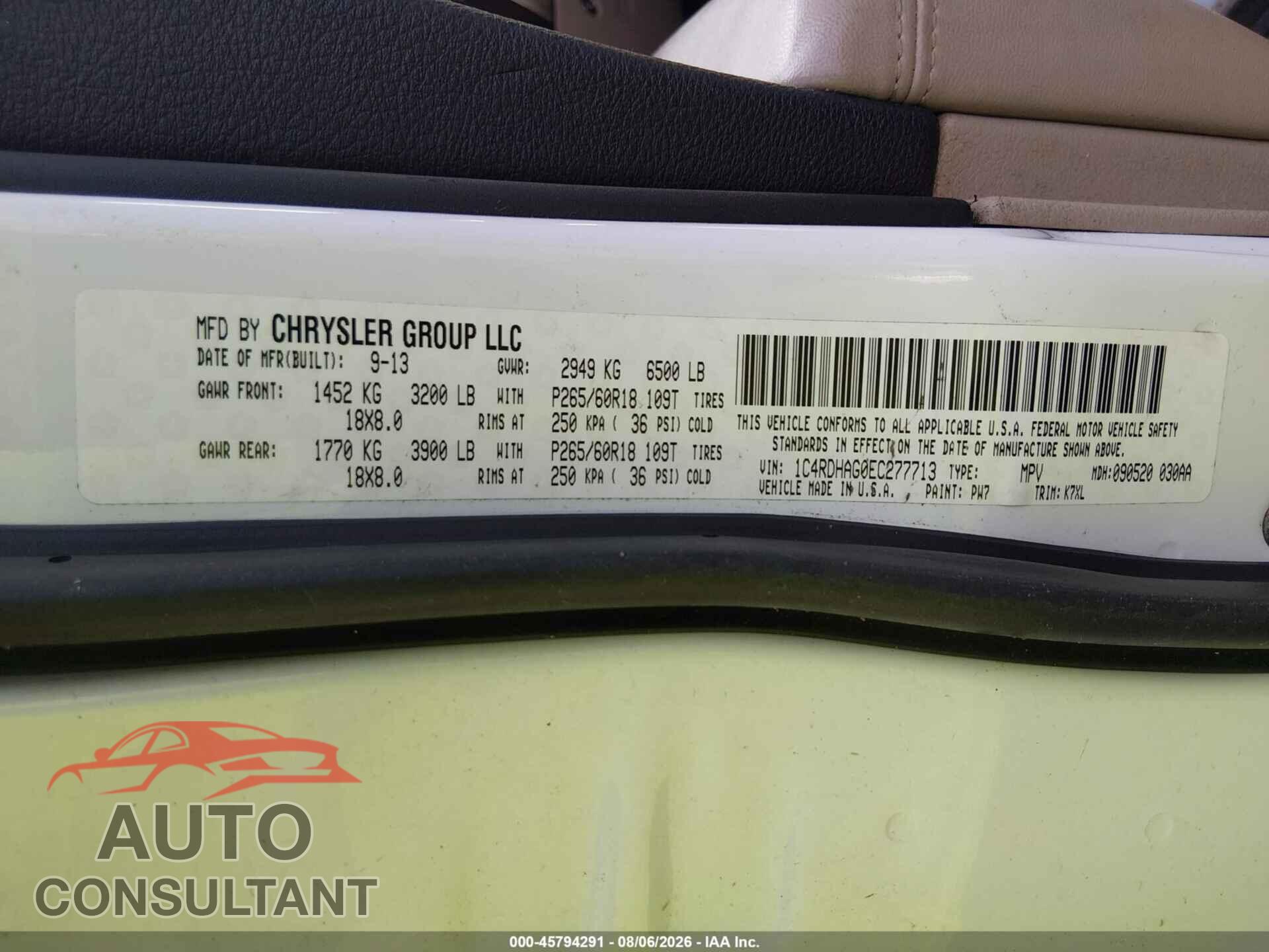 DODGE DURANGO 2014 - 1C4RDHAG0EC277713