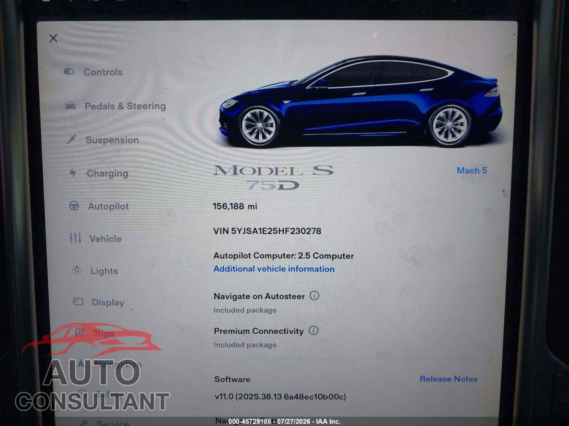 TESLA MODEL S 2017 - 5YJSA1E25HF230278