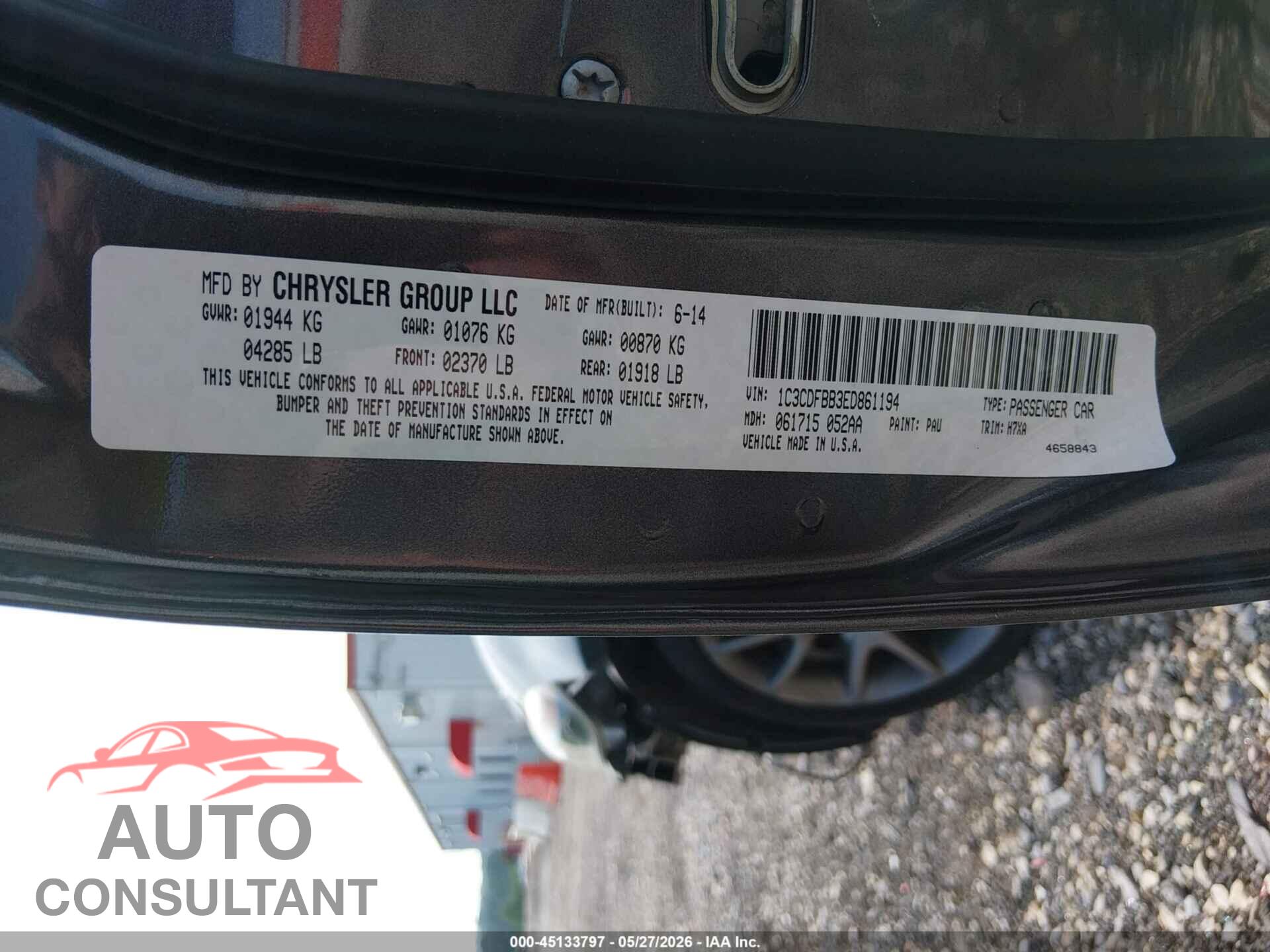DODGE DART 2014 - 1C3CDFBB3ED861194