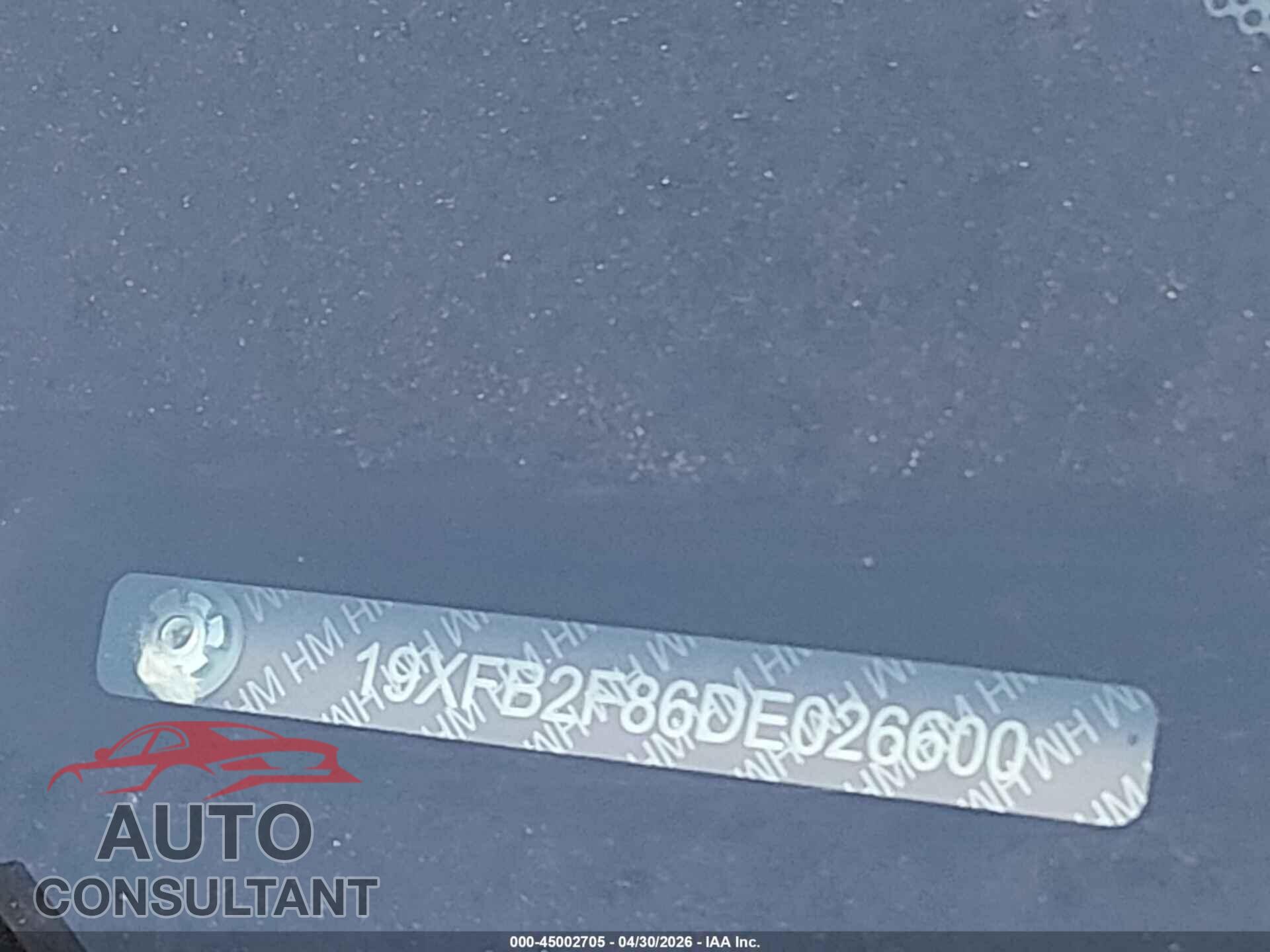 HONDA CIVIC 2013 - 19XFB2F86DE026600