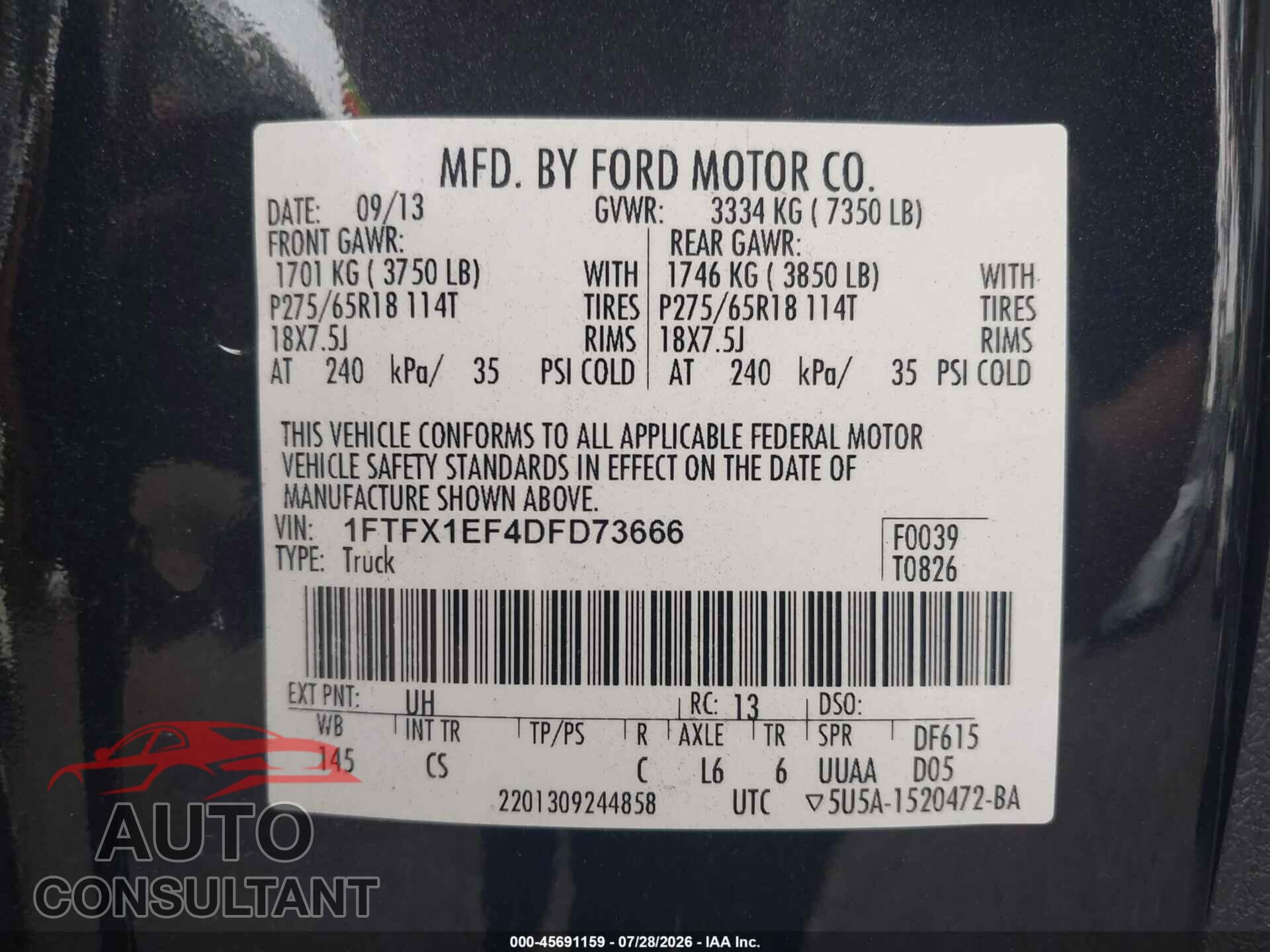 FORD F-150 2013 - 1FTFX1EF4DFD73666