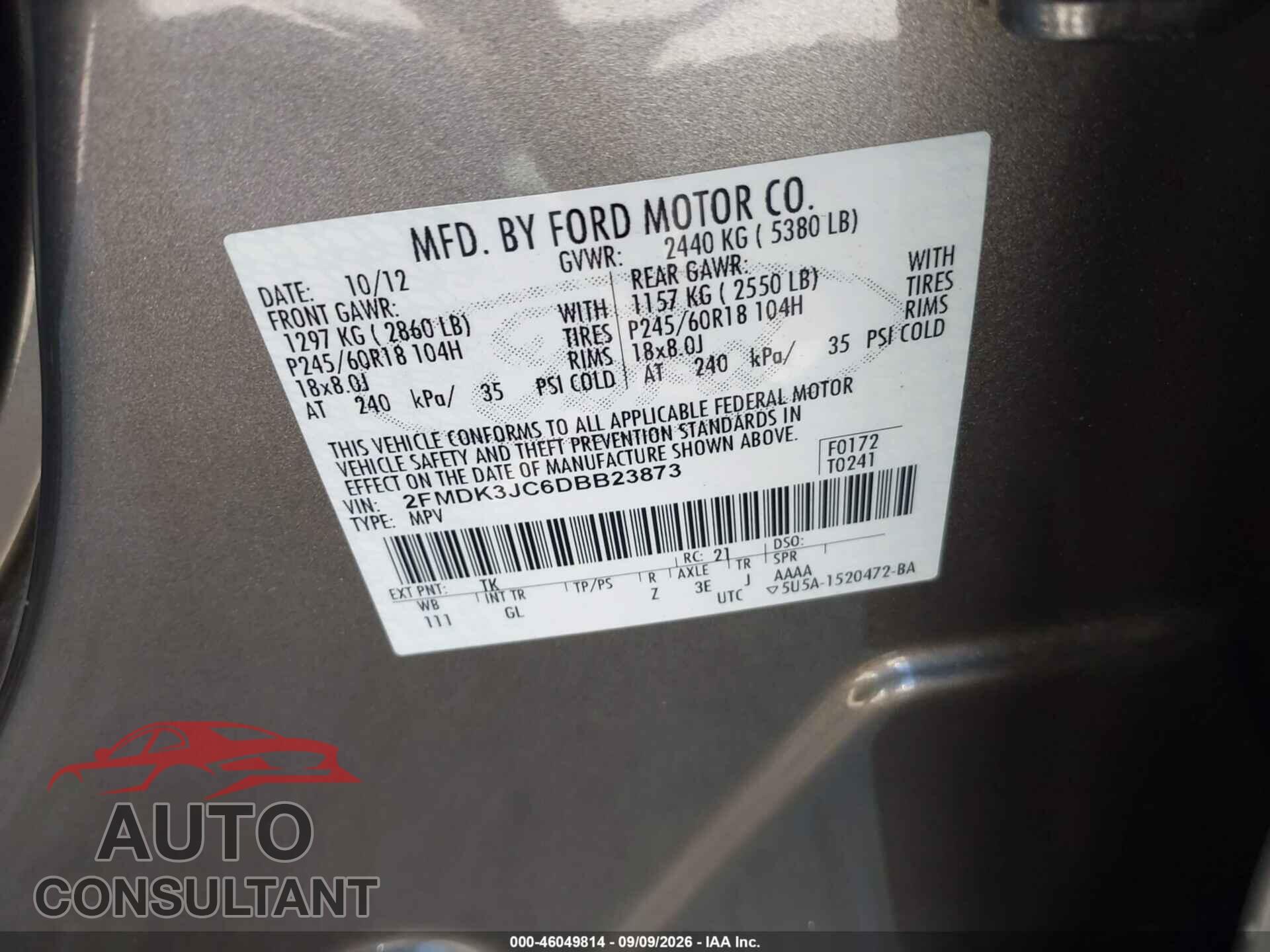 FORD EDGE 2013 - 2FMDK3JC6DBB23873