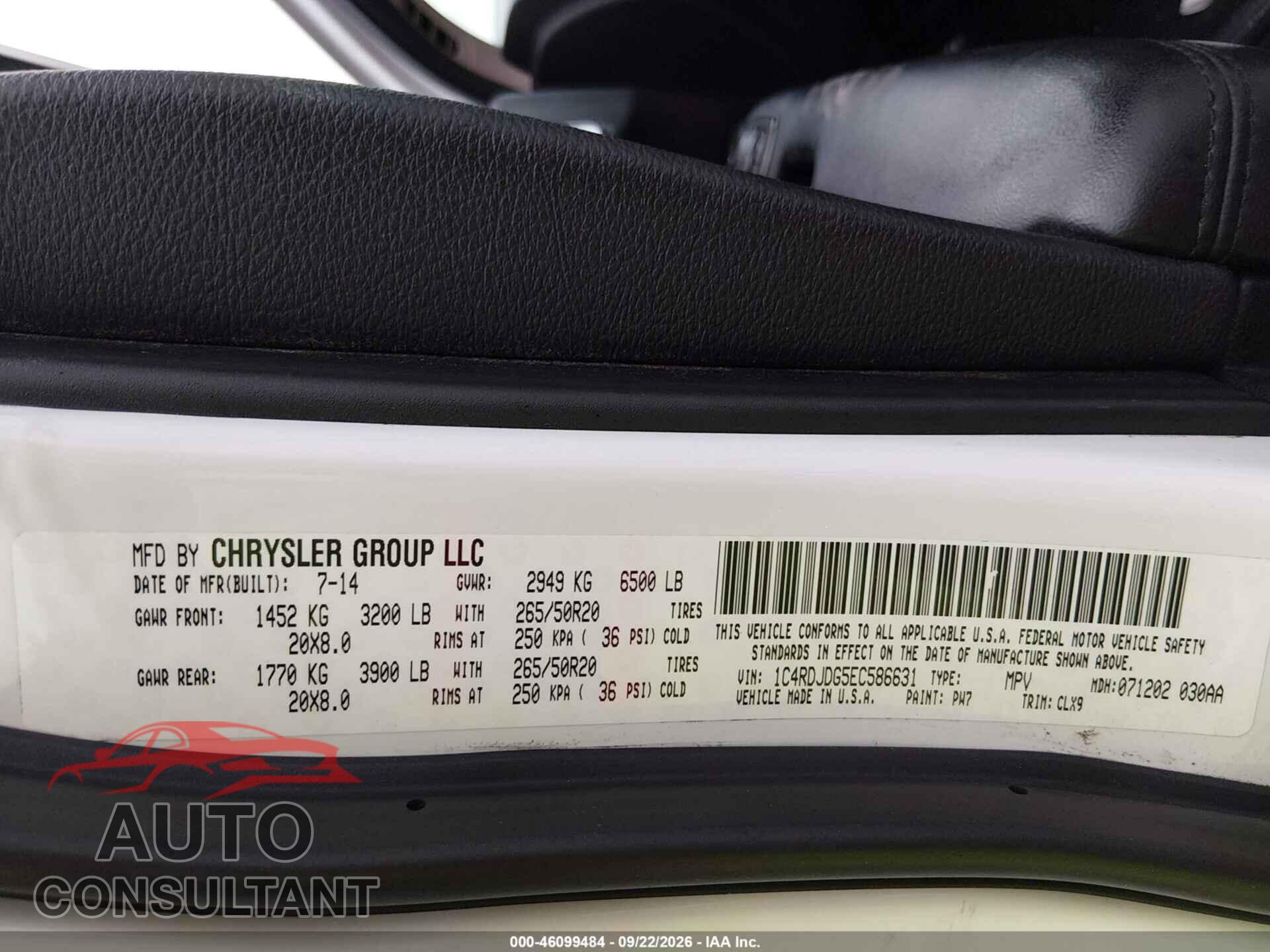 DODGE DURANGO 2014 - 1C4RDJDG5EC586631