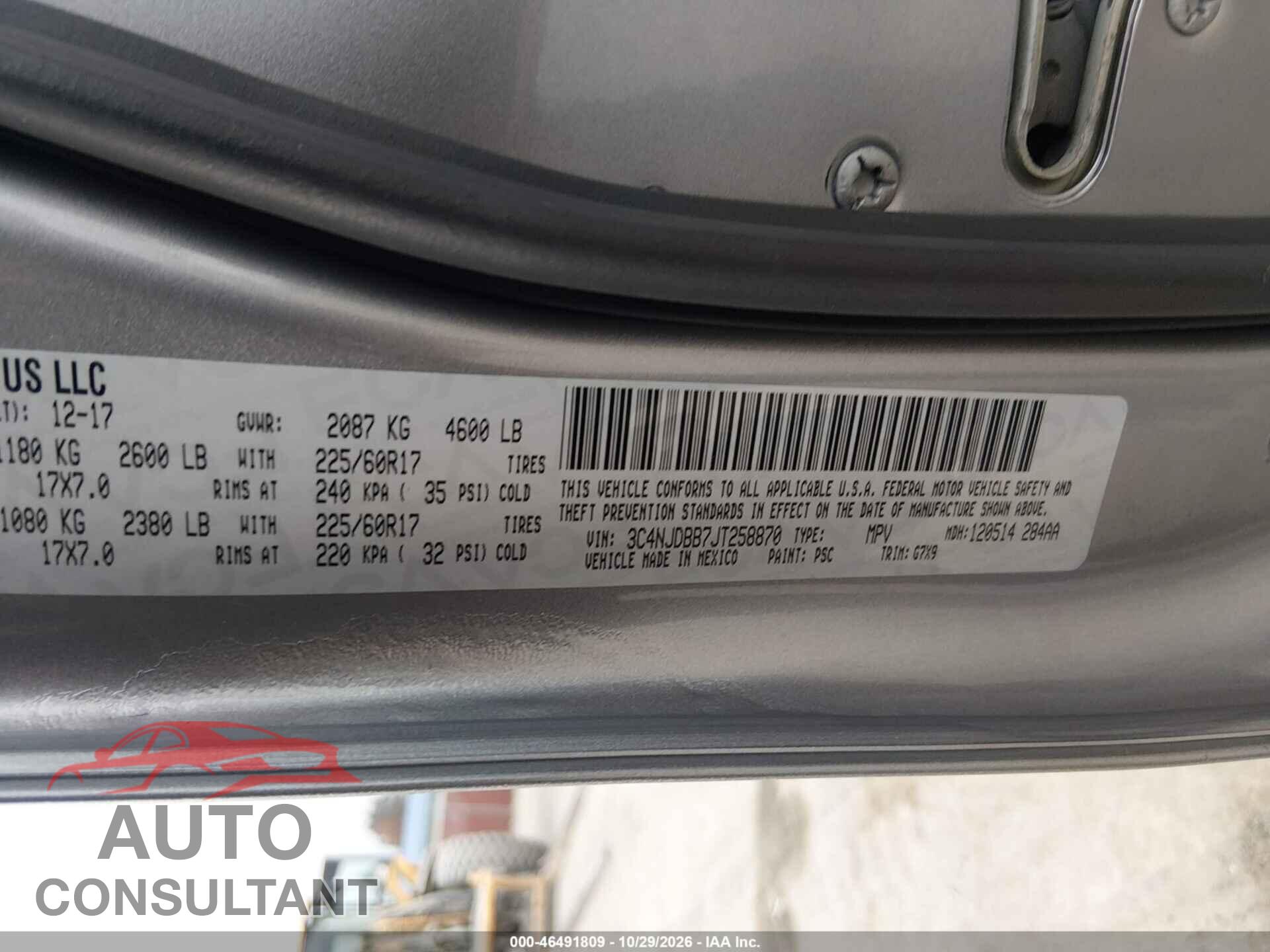 JEEP COMPASS 2018 - 3C4NJDBB7JT258870