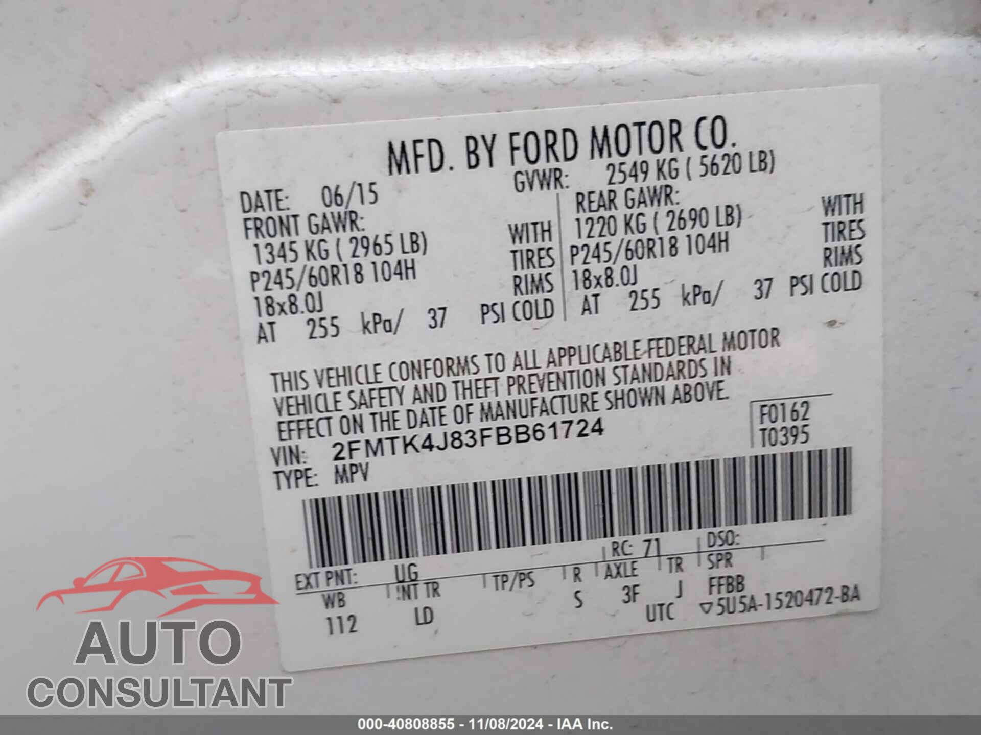 FORD EDGE 2015 - 2FMTK4J83FBB61724