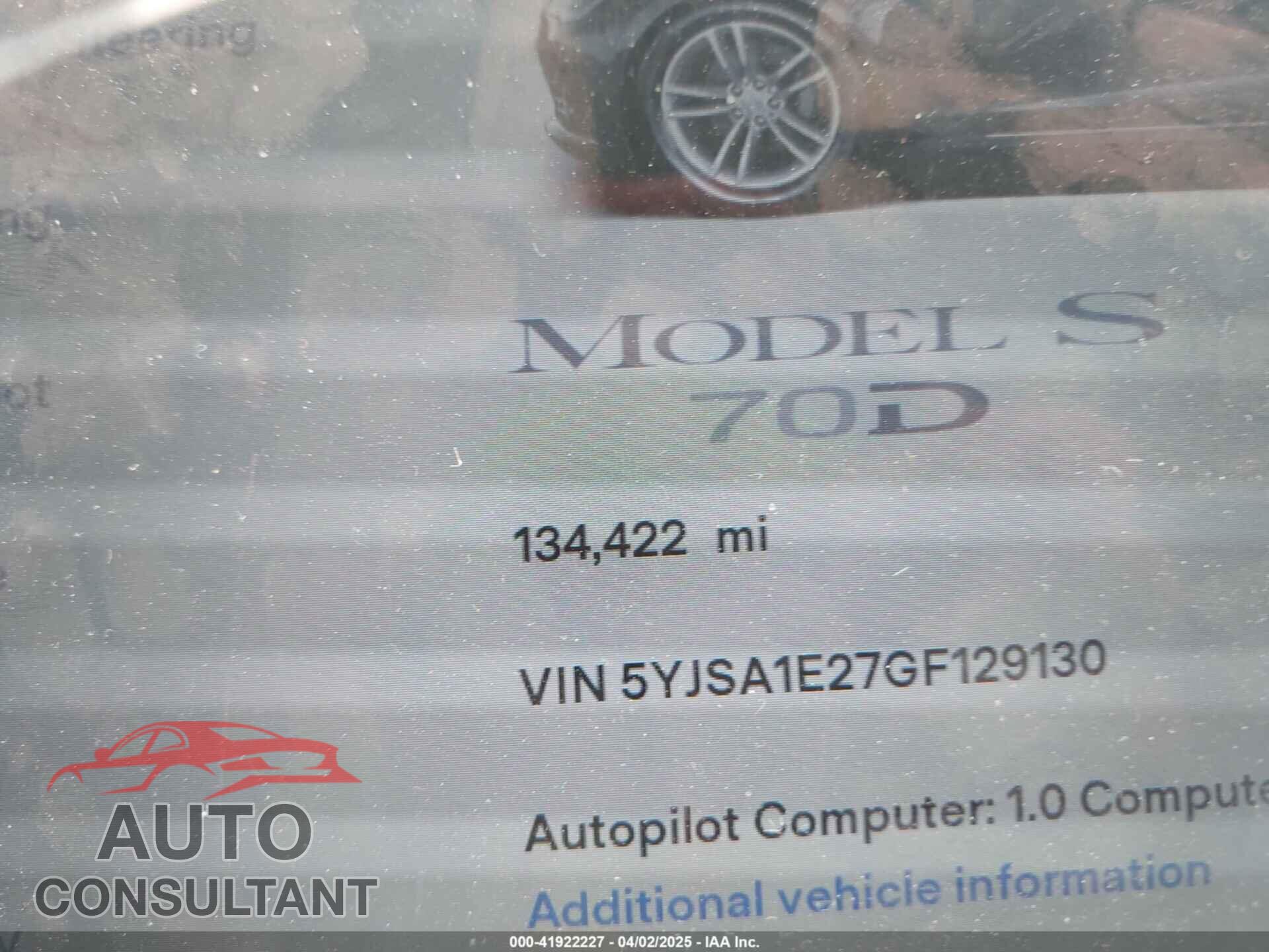 TESLA MODEL S 2016 - 5YJSA1E27GF129130