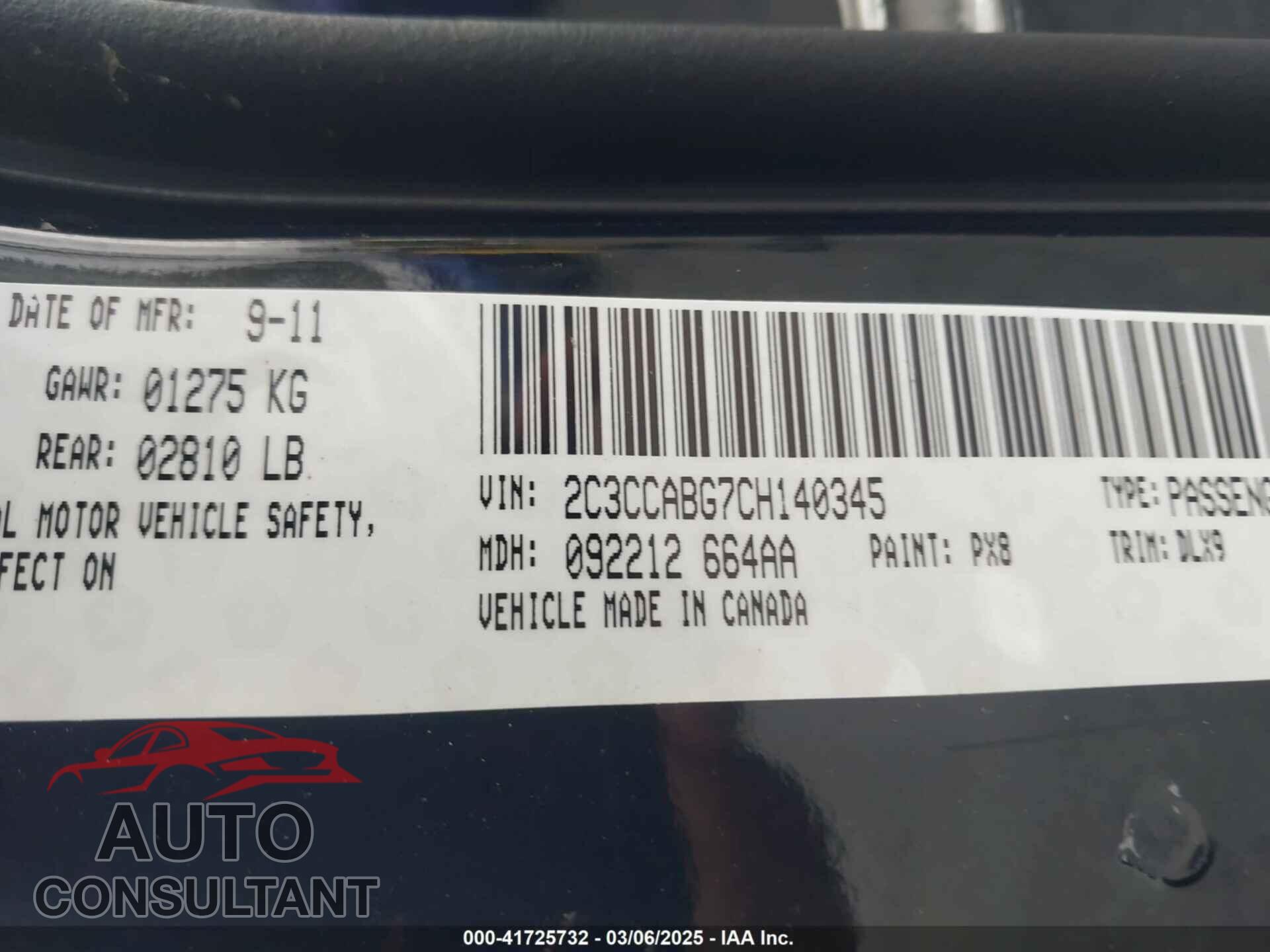CHRYSLER 300 2012 - 2C3CCABG7CH140345