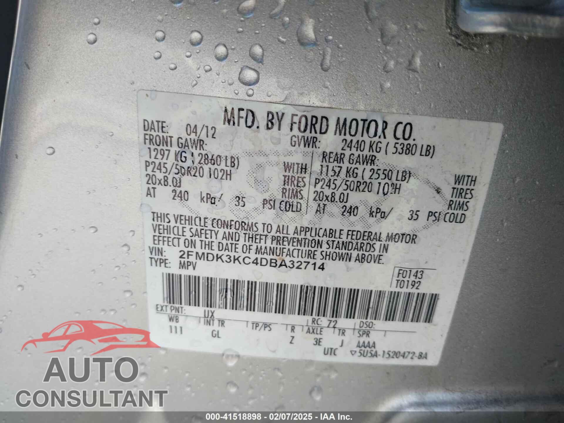 FORD EDGE 2013 - 2FMDK3KC4DBA32714