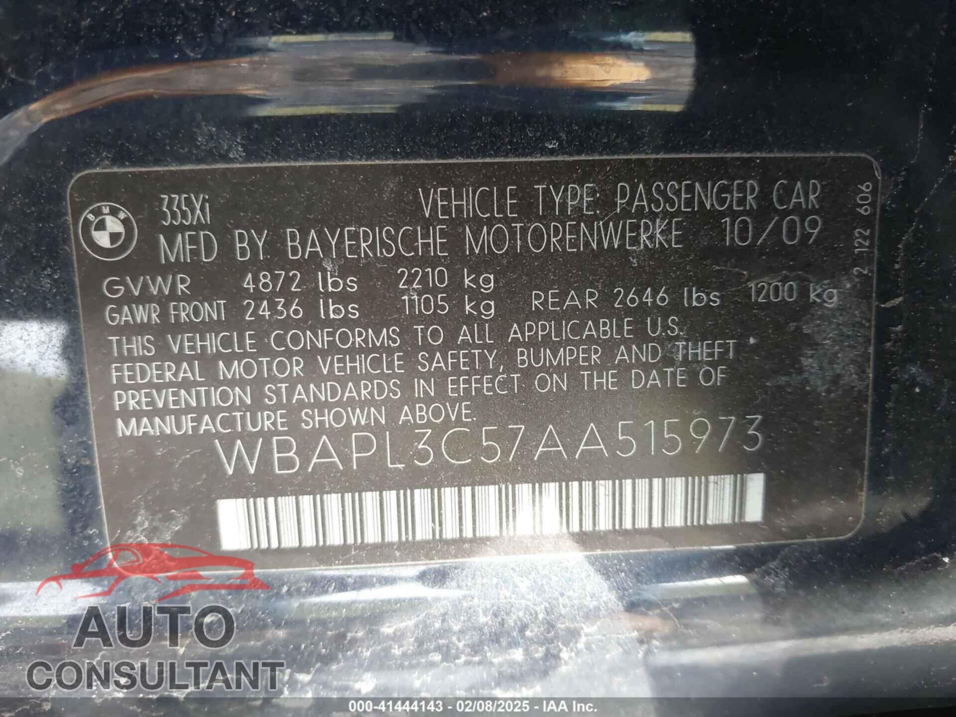 BMW 335I 2010 - WBAPL3C57AA515973