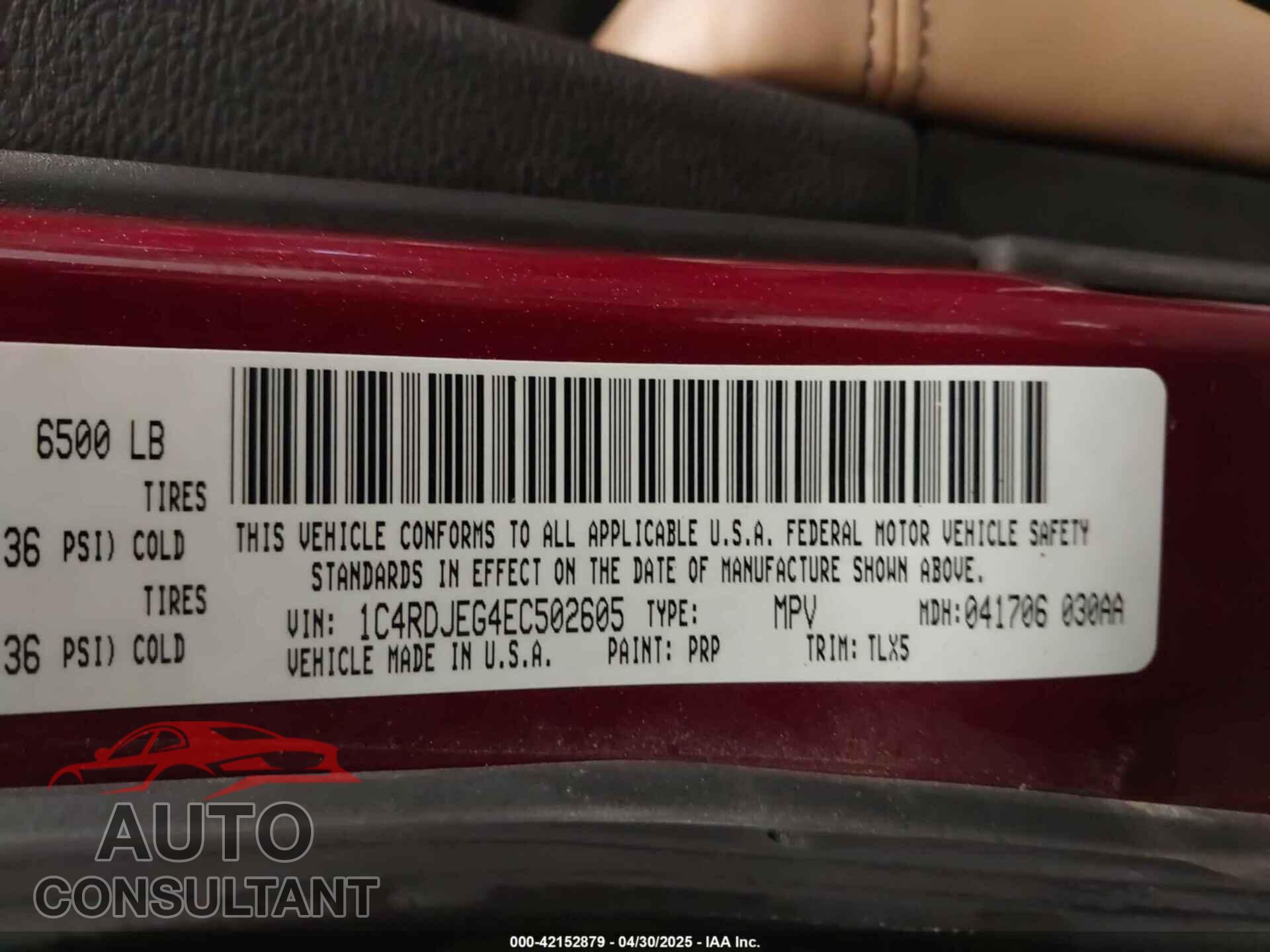 DODGE DURANGO 2014 - 1C4RDJEG4EC502605
