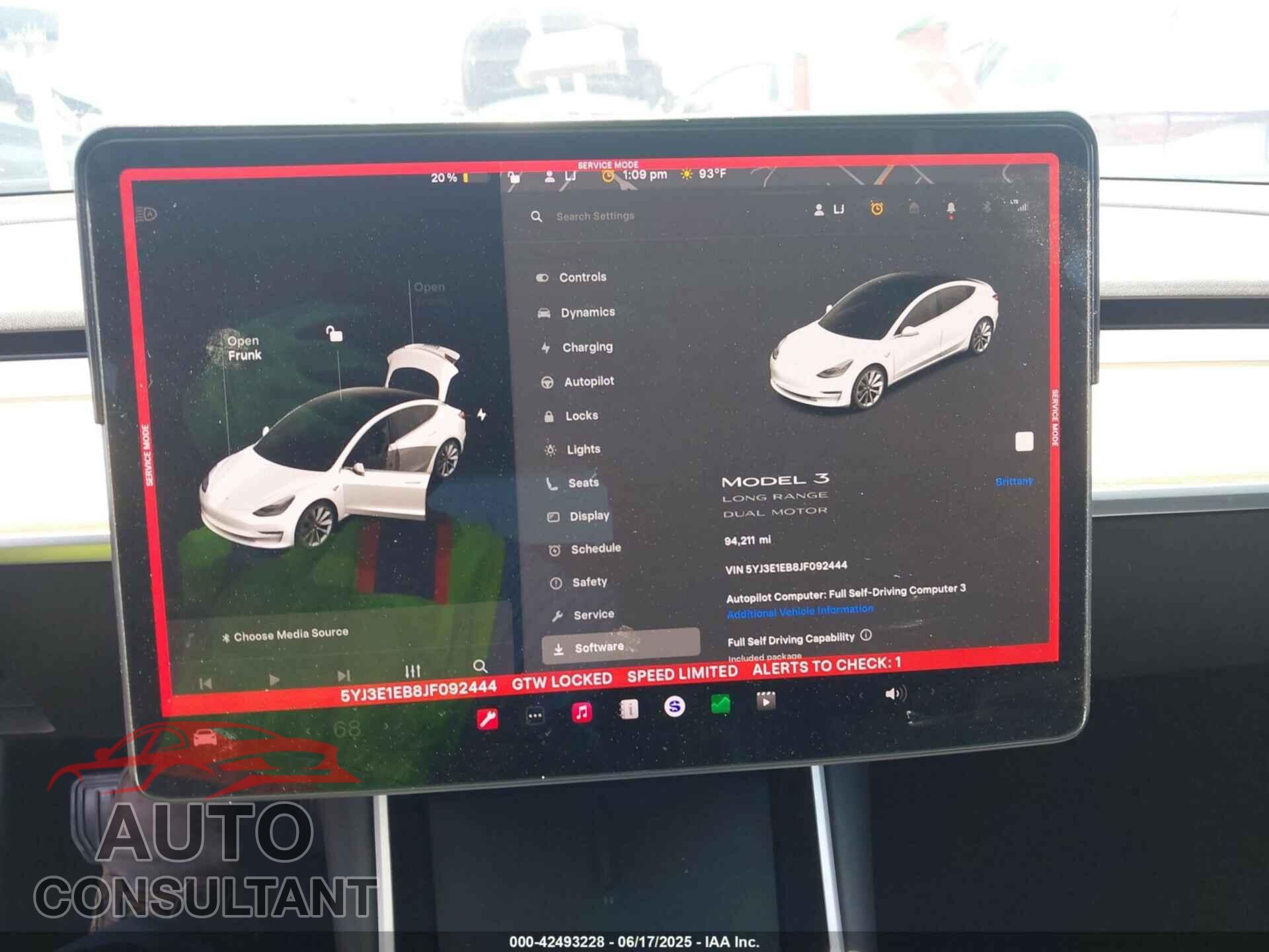 TESLA MODEL 3 2018 - 5YJ3E1EB8JF092444