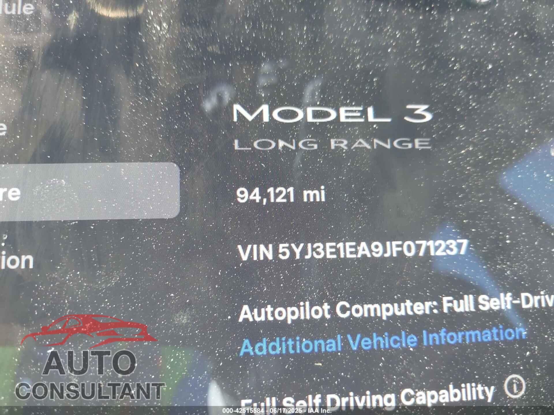TESLA MODEL 3 2018 - 5YJ3E1EA9JF071237