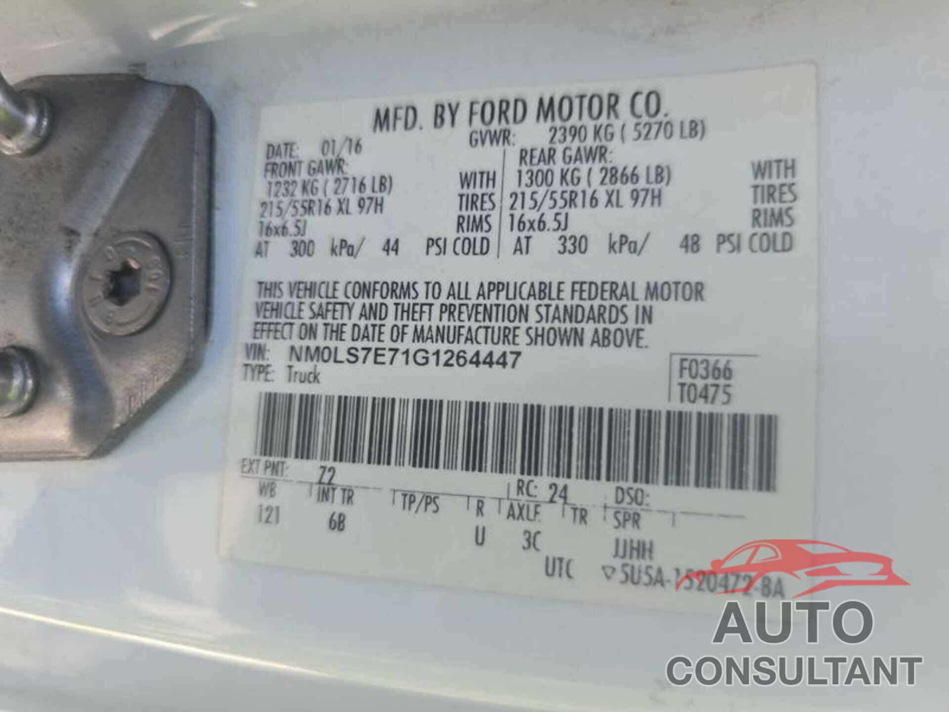 FORD TRANSIT CONNECT 2016 - NM0LS7E71G1264447