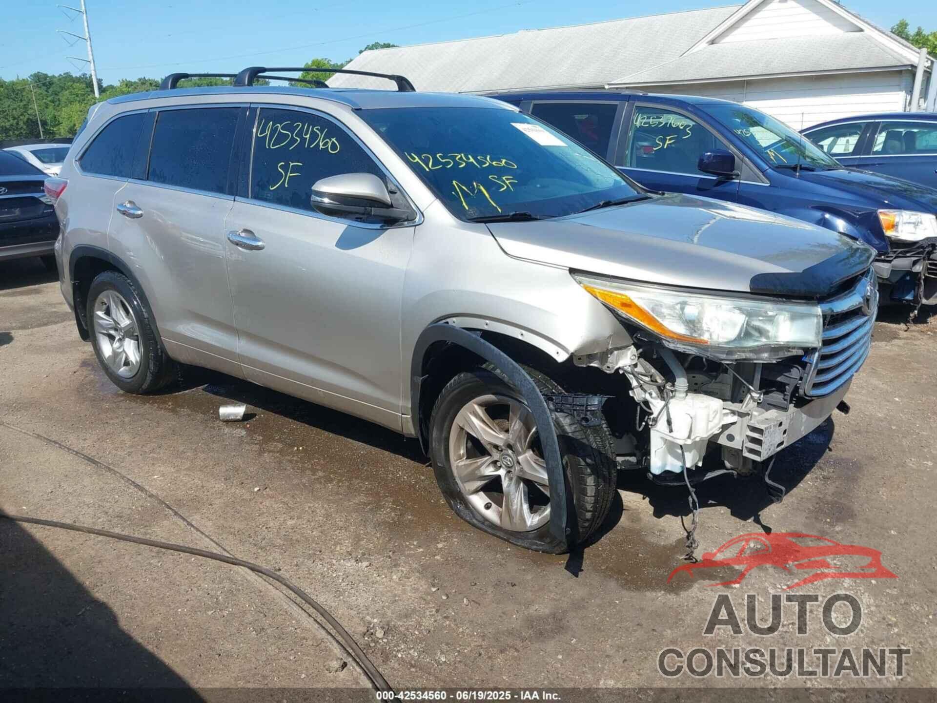 TOYOTA HIGHLANDER 2016 - 5TDDKRFH8GS282229