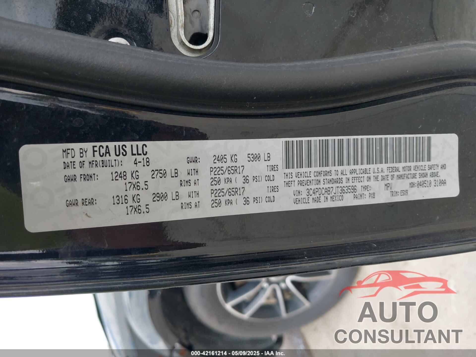 DODGE JOURNEY 2018 - 3C4PDCAB7JT363596