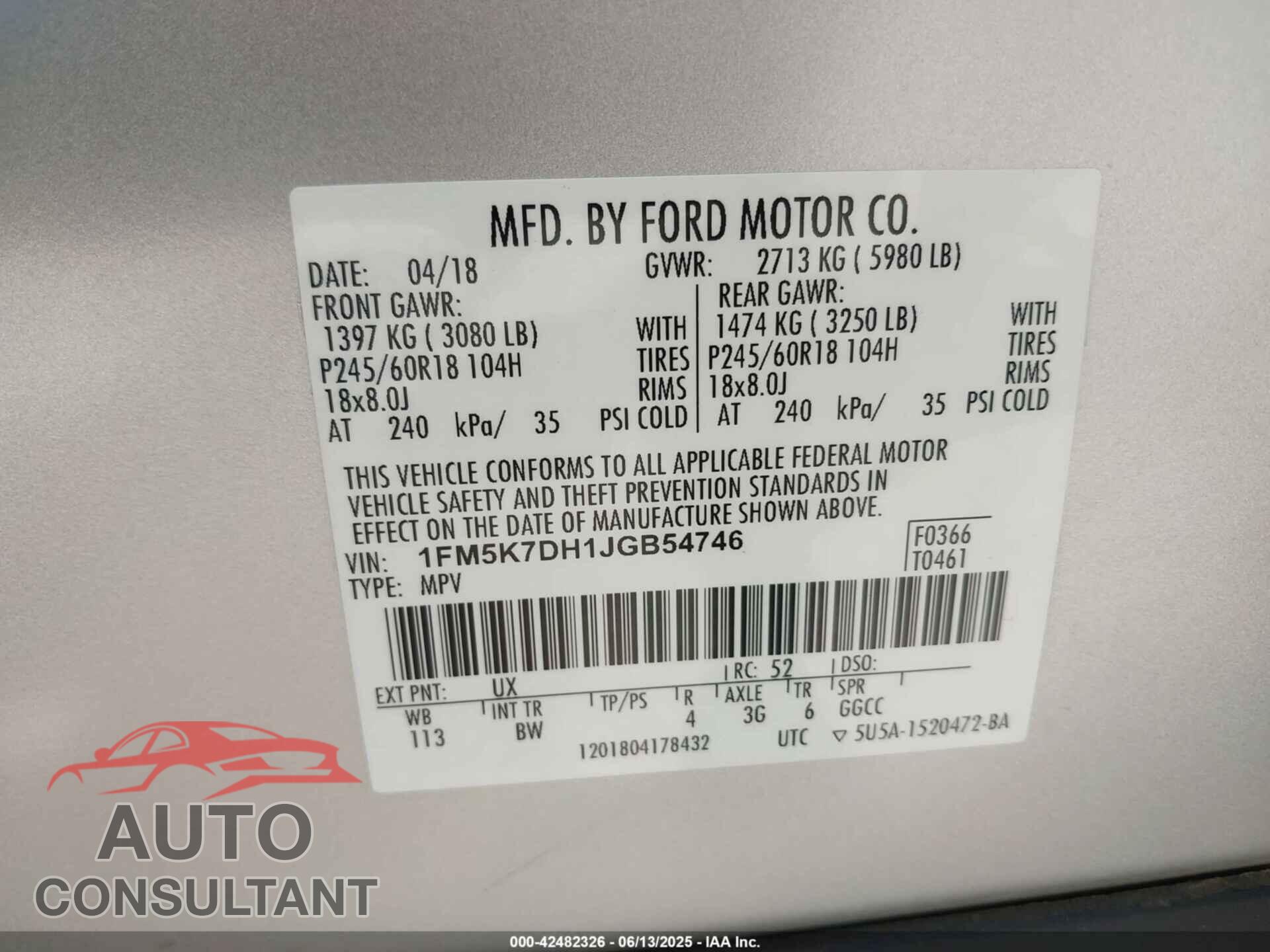 FORD EXPLORER 2018 - 1FM5K7DH1JGB54746