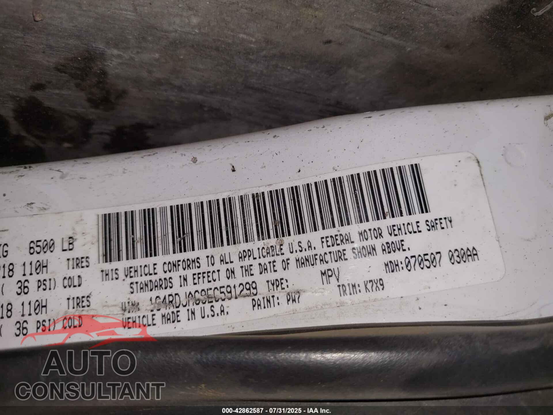 DODGE DURANGO 2014 - 1C4RDJAG9EC591299
