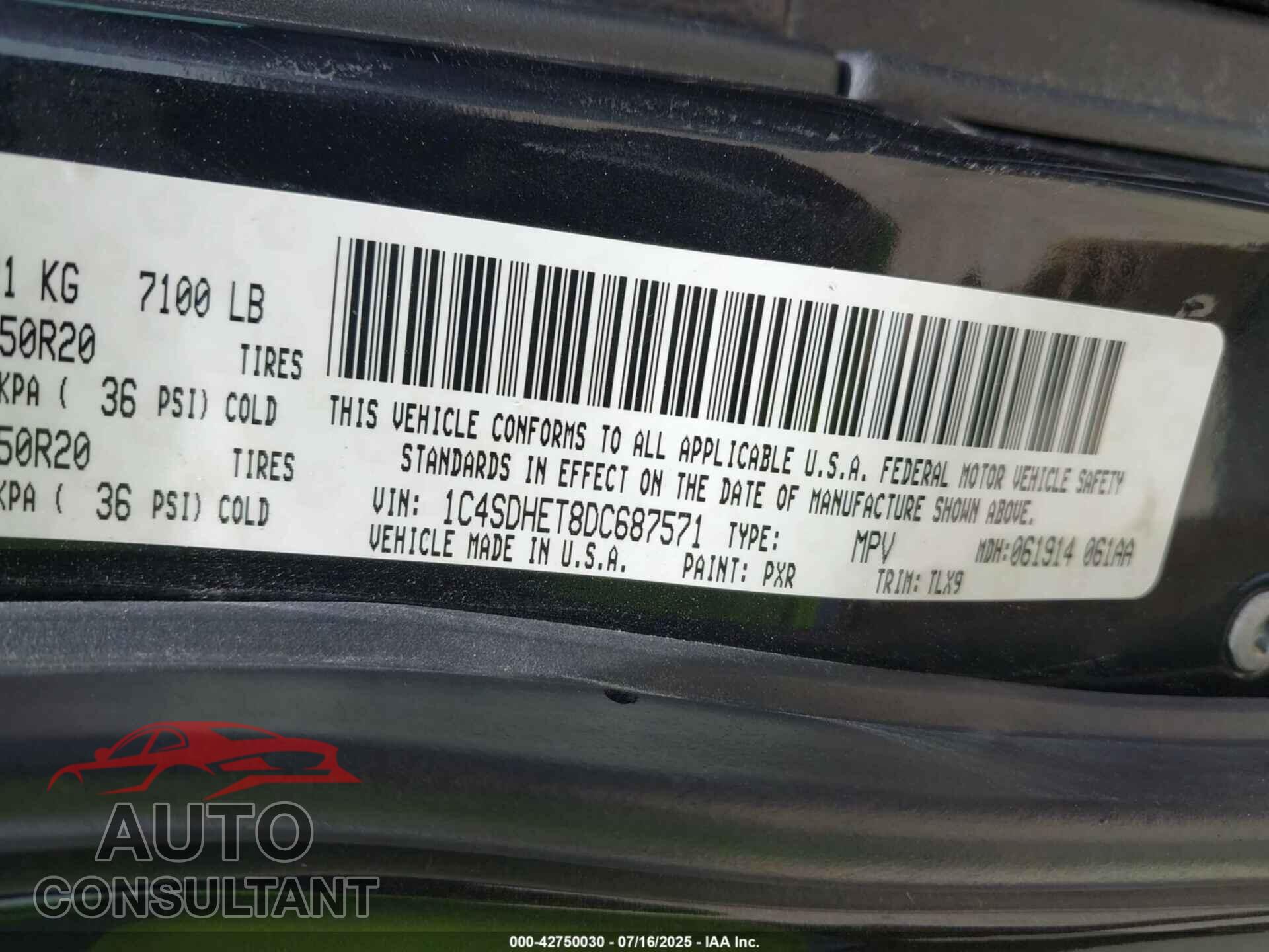 DODGE DURANGO 2013 - 1C4SDHET8DC687571