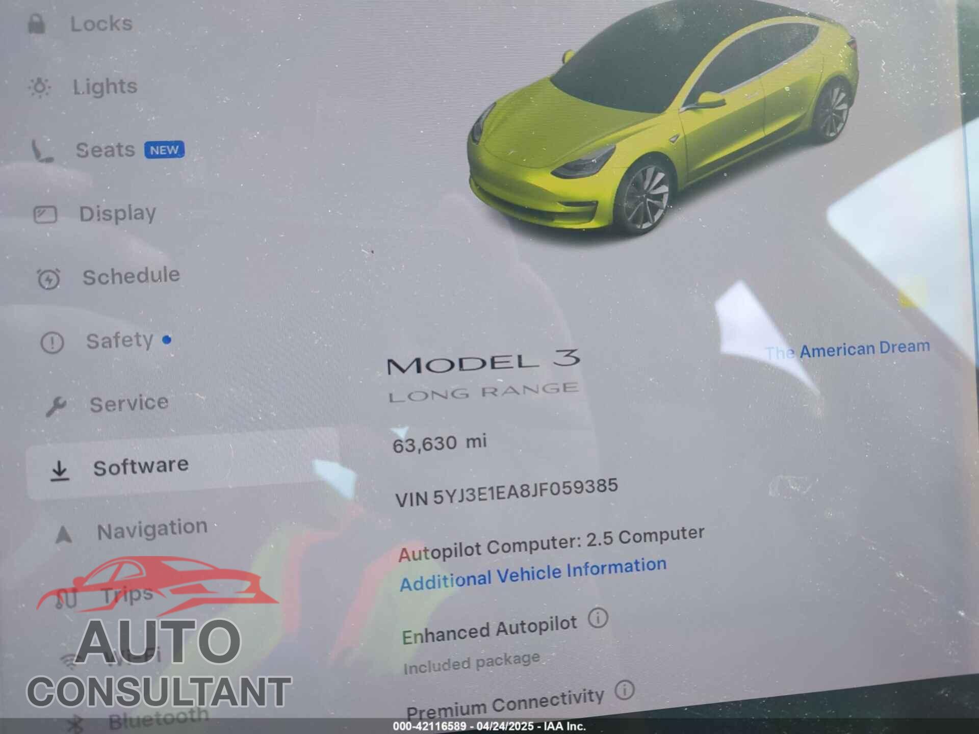 TESLA MODEL 3 2018 - 5YJ3E1EA8JF059385