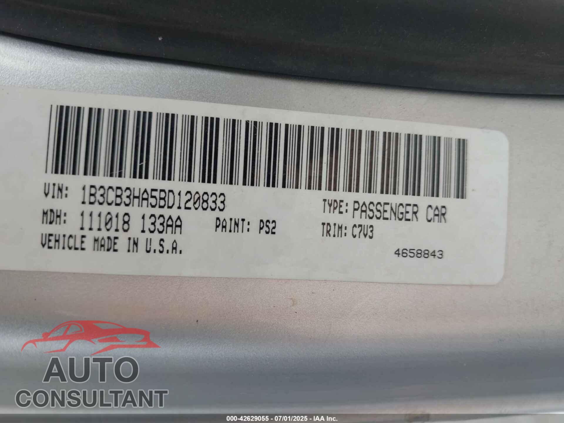DODGE CALIBER 2011 - 1B3CB3HA5BD120833