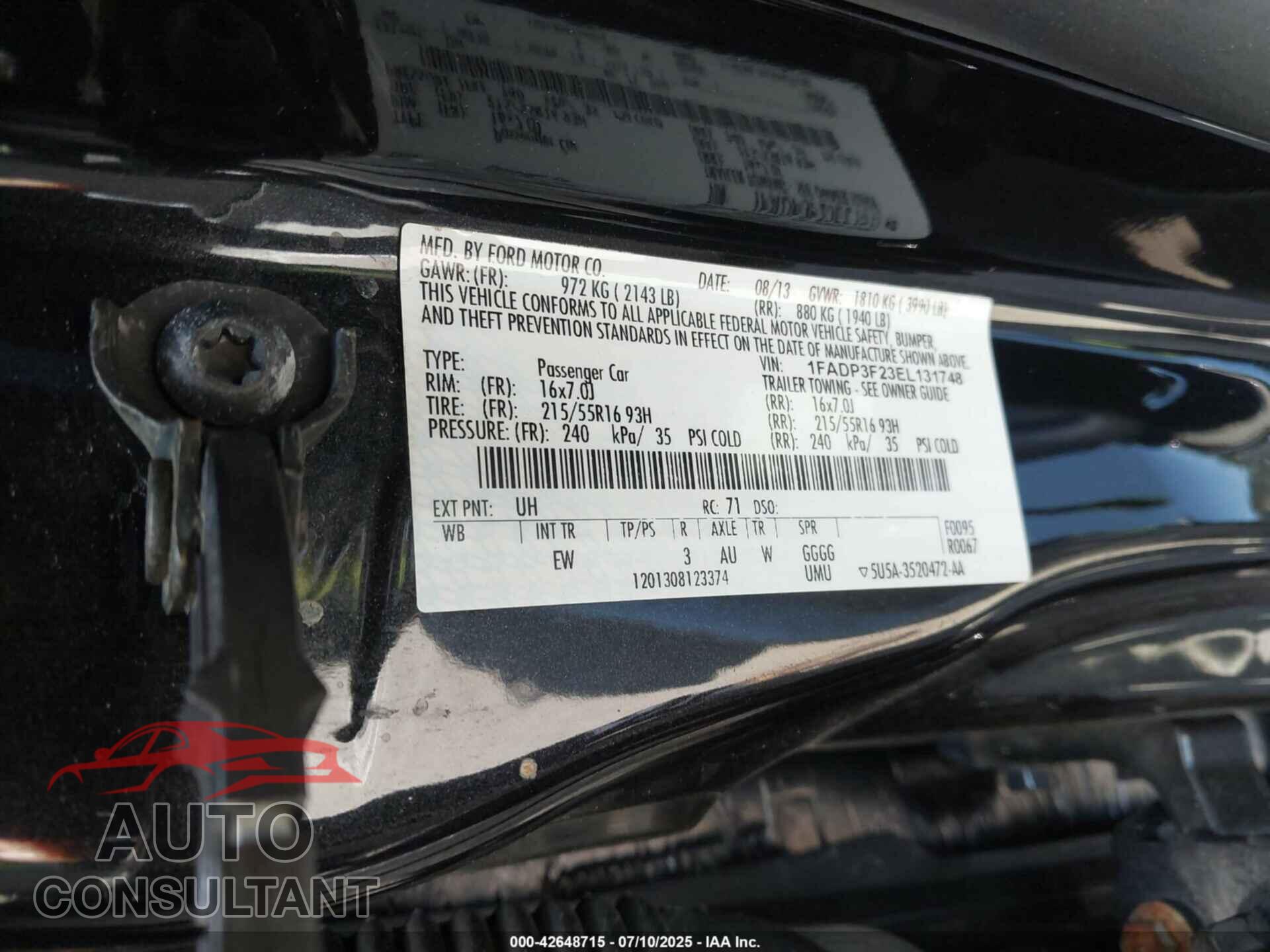 FORD FOCUS 2014 - 1FADP3F23EL131748