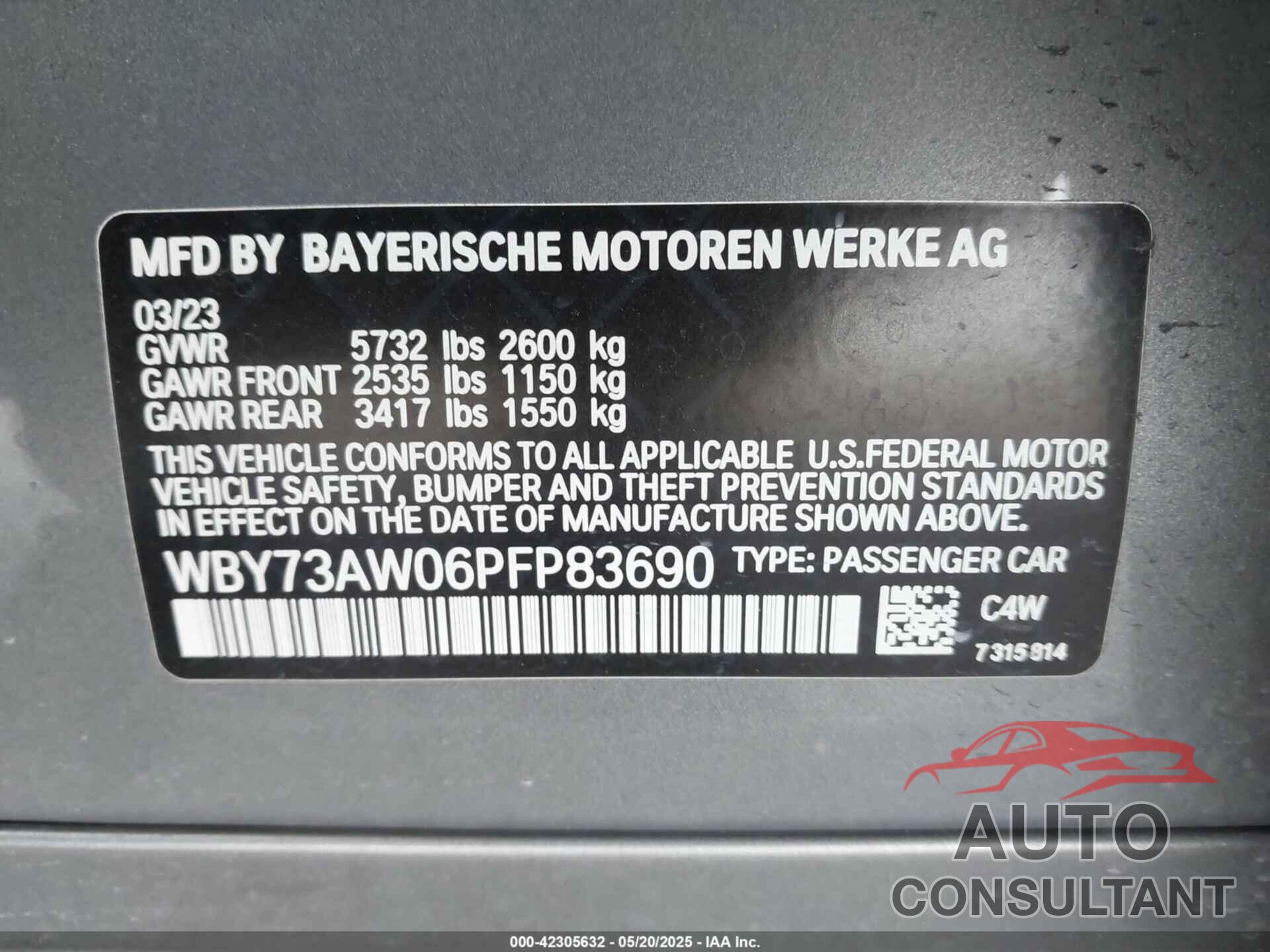 BMW I4 2023 - WBY73AW06PFP83690