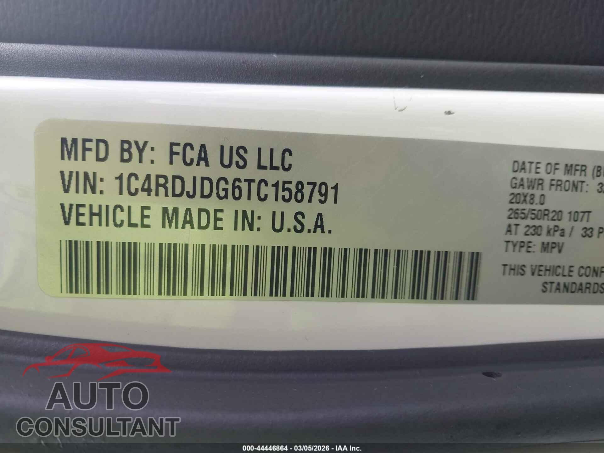 DODGE DURANGO 2026 - 1C4RDJDG6TC158791