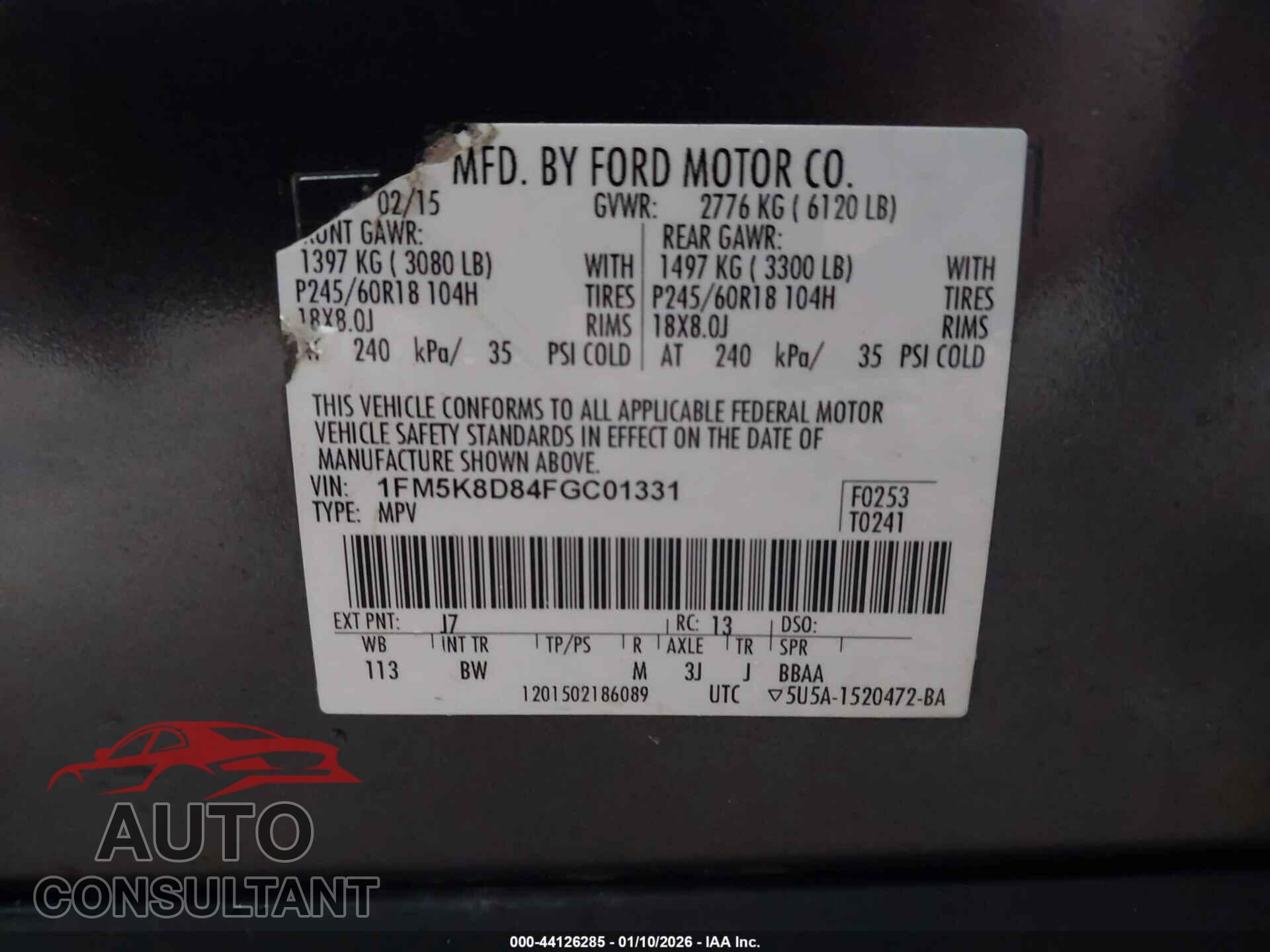 FORD EXPLORER 2015 - 1FM5K8D84FGC01331