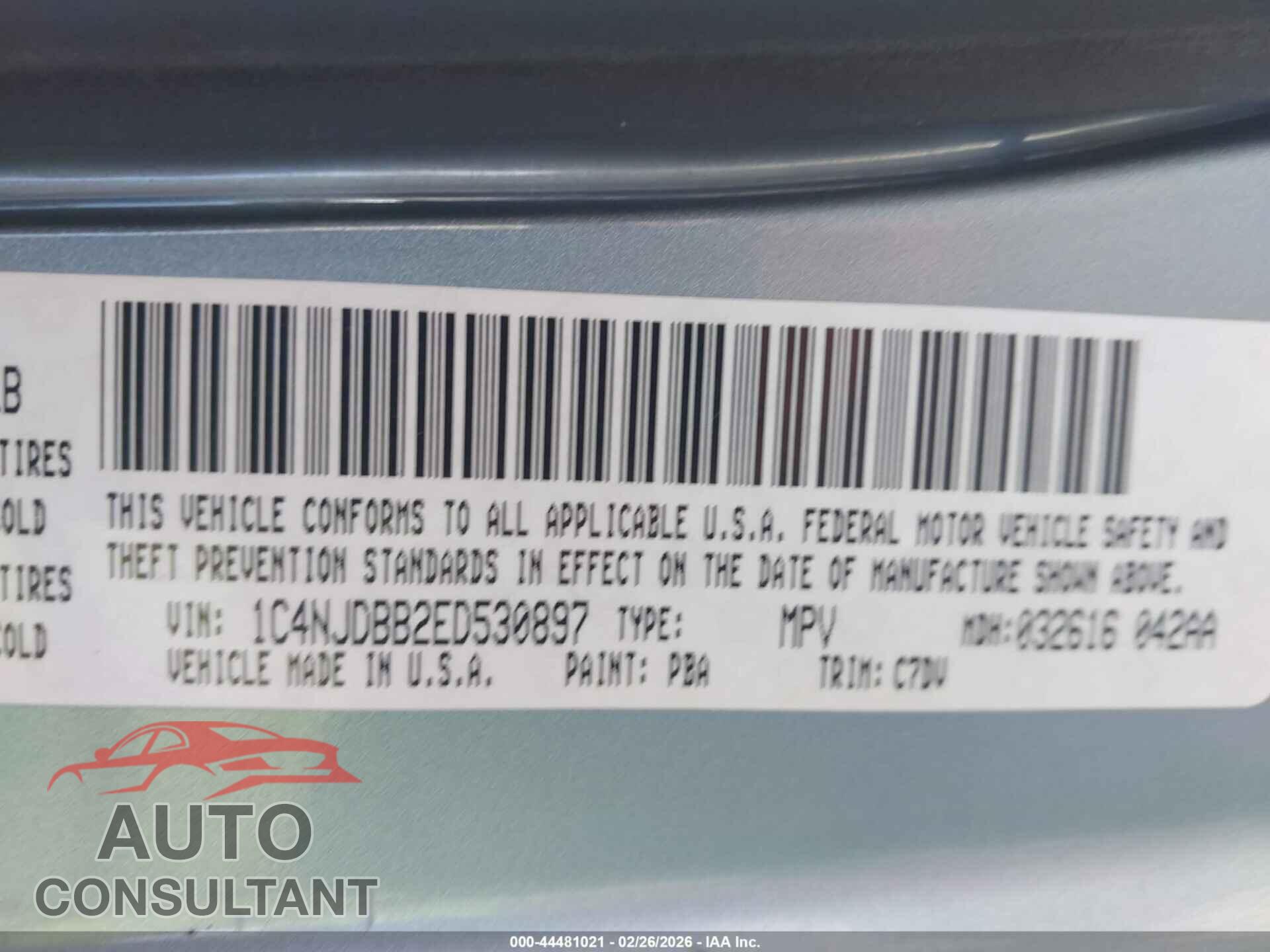 JEEP COMPASS 2014 - 1C4NJDBB2ED530897