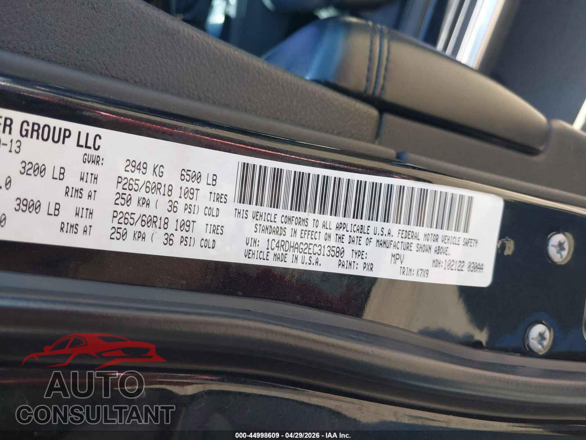 DODGE DURANGO 2014 - 1C4RDHAG2EC313580