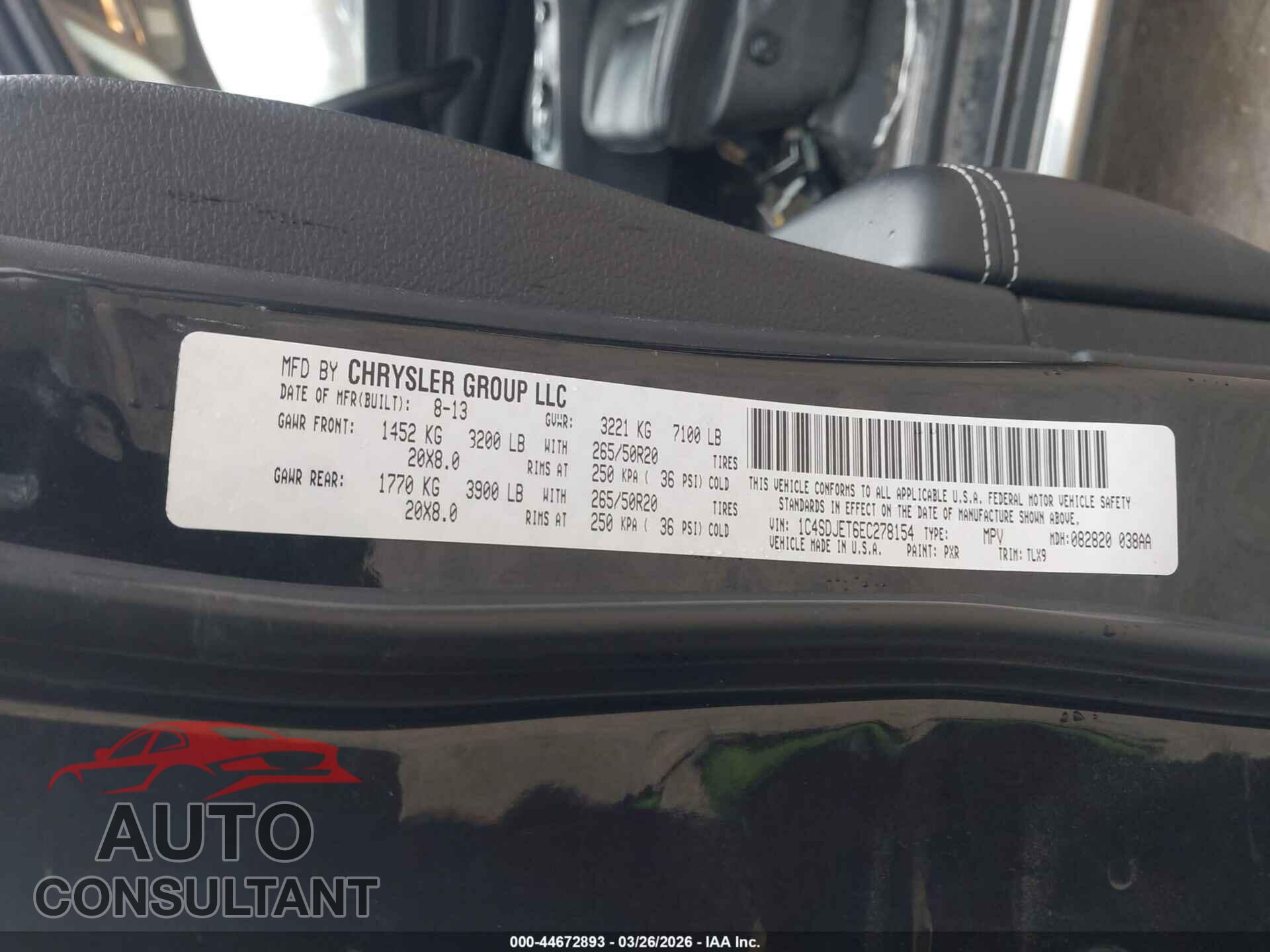 DODGE DURANGO 2014 - 1C4SDJET6EC278154
