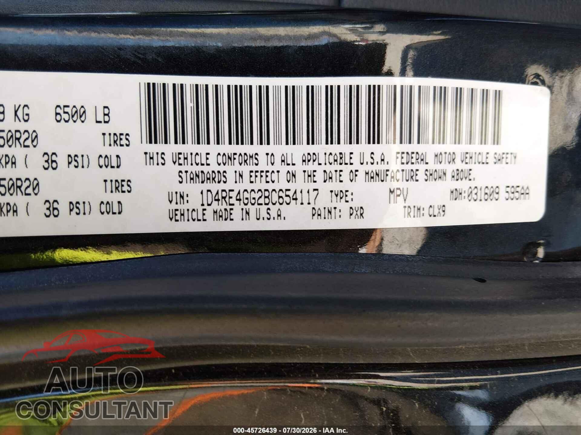 DODGE DURANGO 2011 - 1D4RE4GG2BC654117