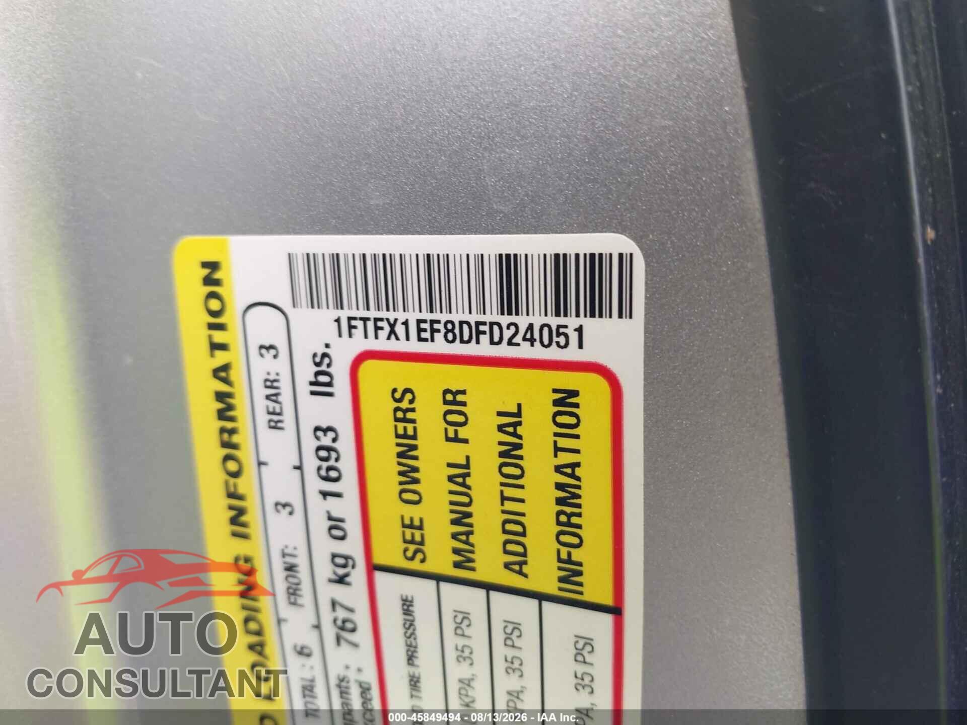 FORD F-150 2013 - 1FTFX1EF8DFD24051