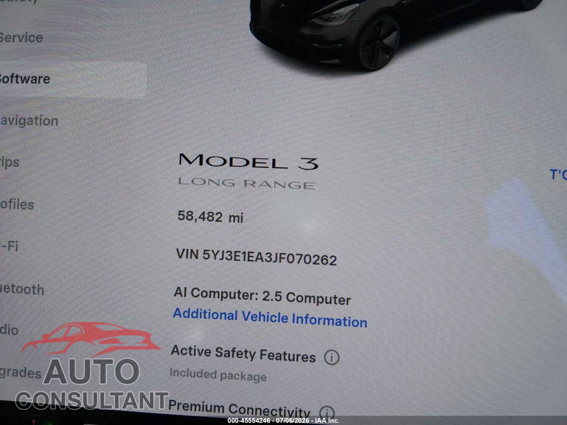 TESLA MODEL 3 2018 - 5YJ3E1EA3JF070262