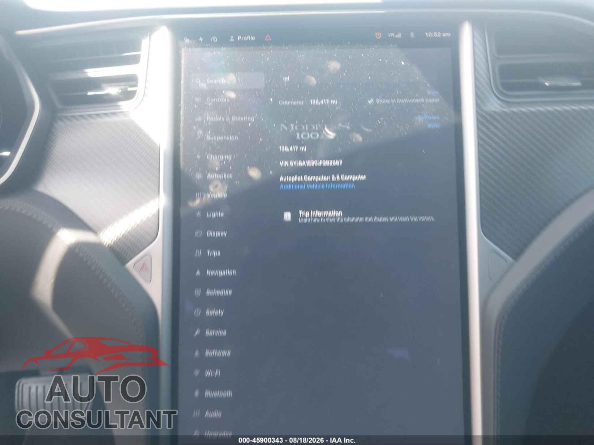 TESLA MODEL S 2018 - 5YJSA1E20JF282987