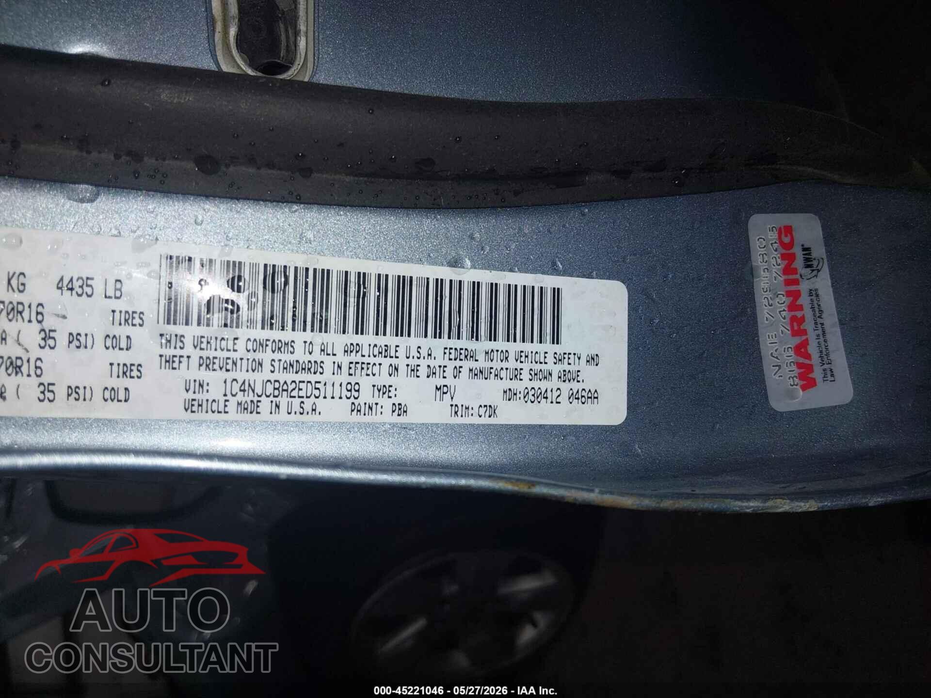 JEEP COMPASS 2014 - 1C4NJCBA2ED511199