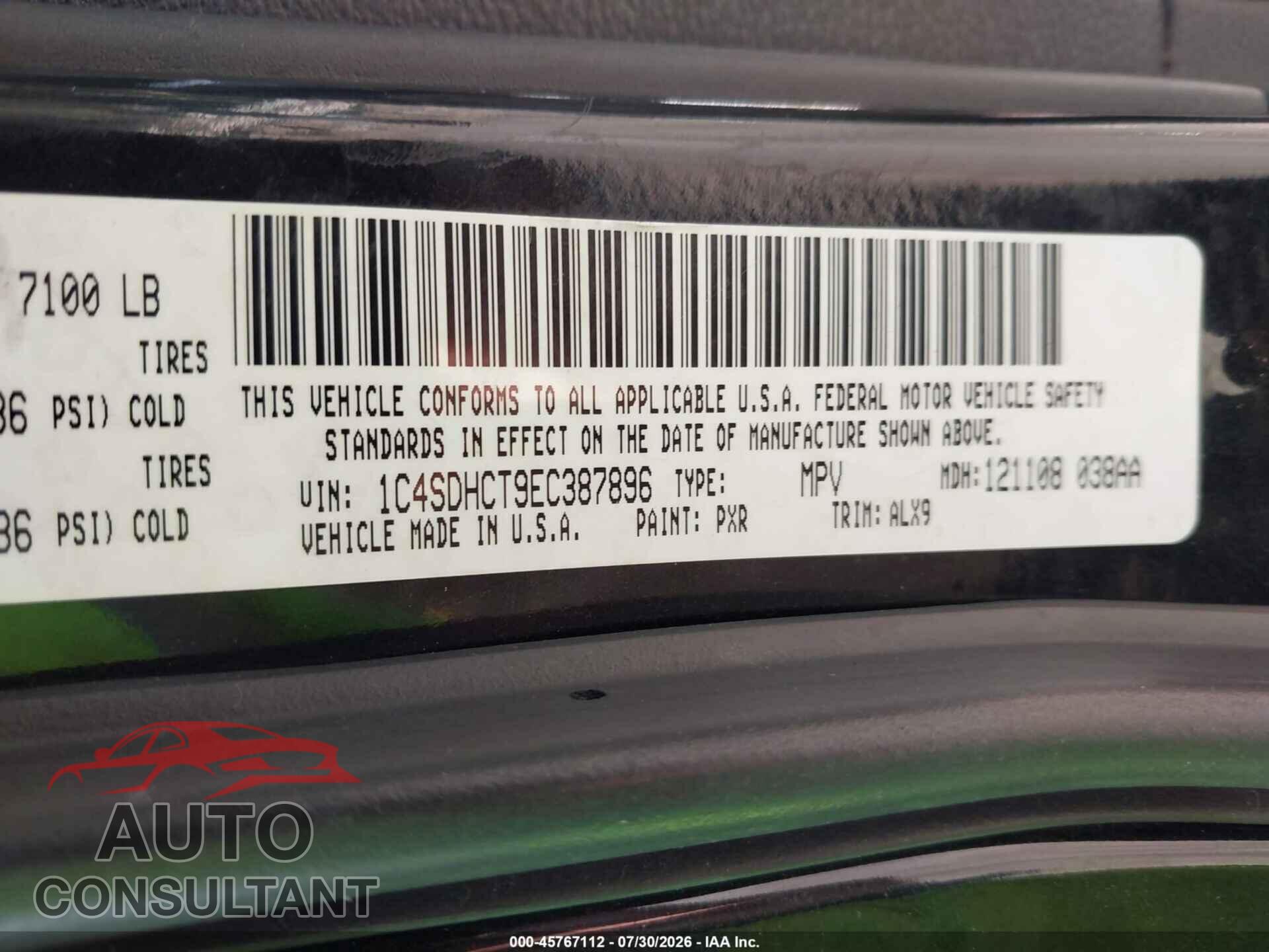 DODGE DURANGO 2014 - 1C4SDHCT9EC387896